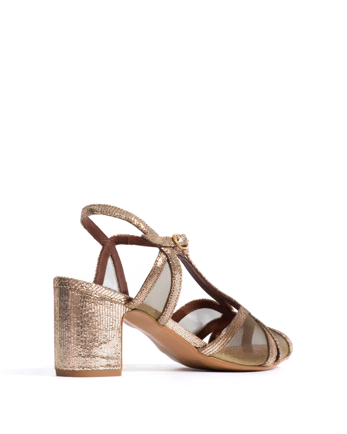 Therese 55 mesh Lizard metallic goat & mesh Vintage champagne & gold