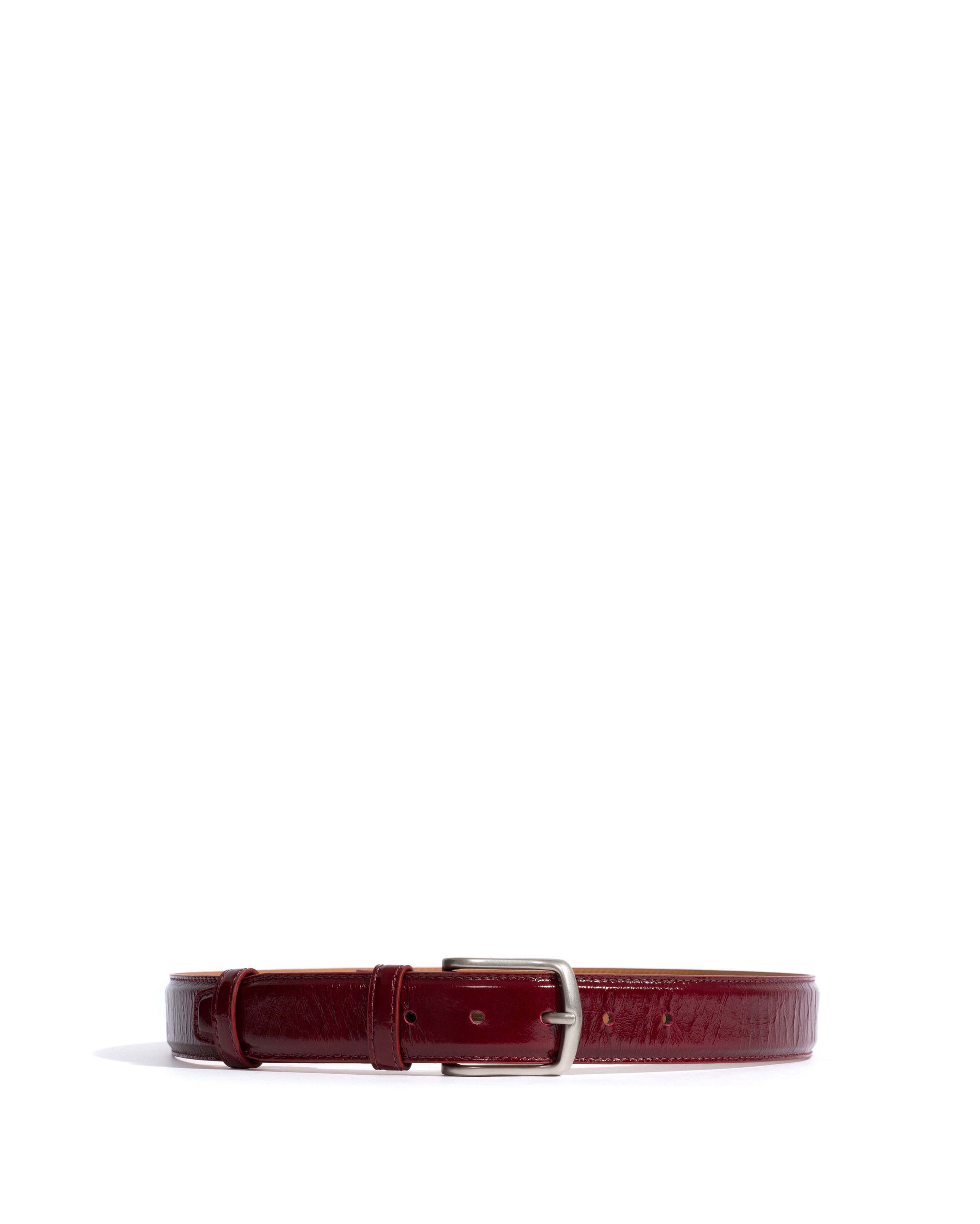 Quinn classic unisex leather belt Crinkled polished goat & metal Pomegranate & silver buckle - Anonymous Copenhagen Belts