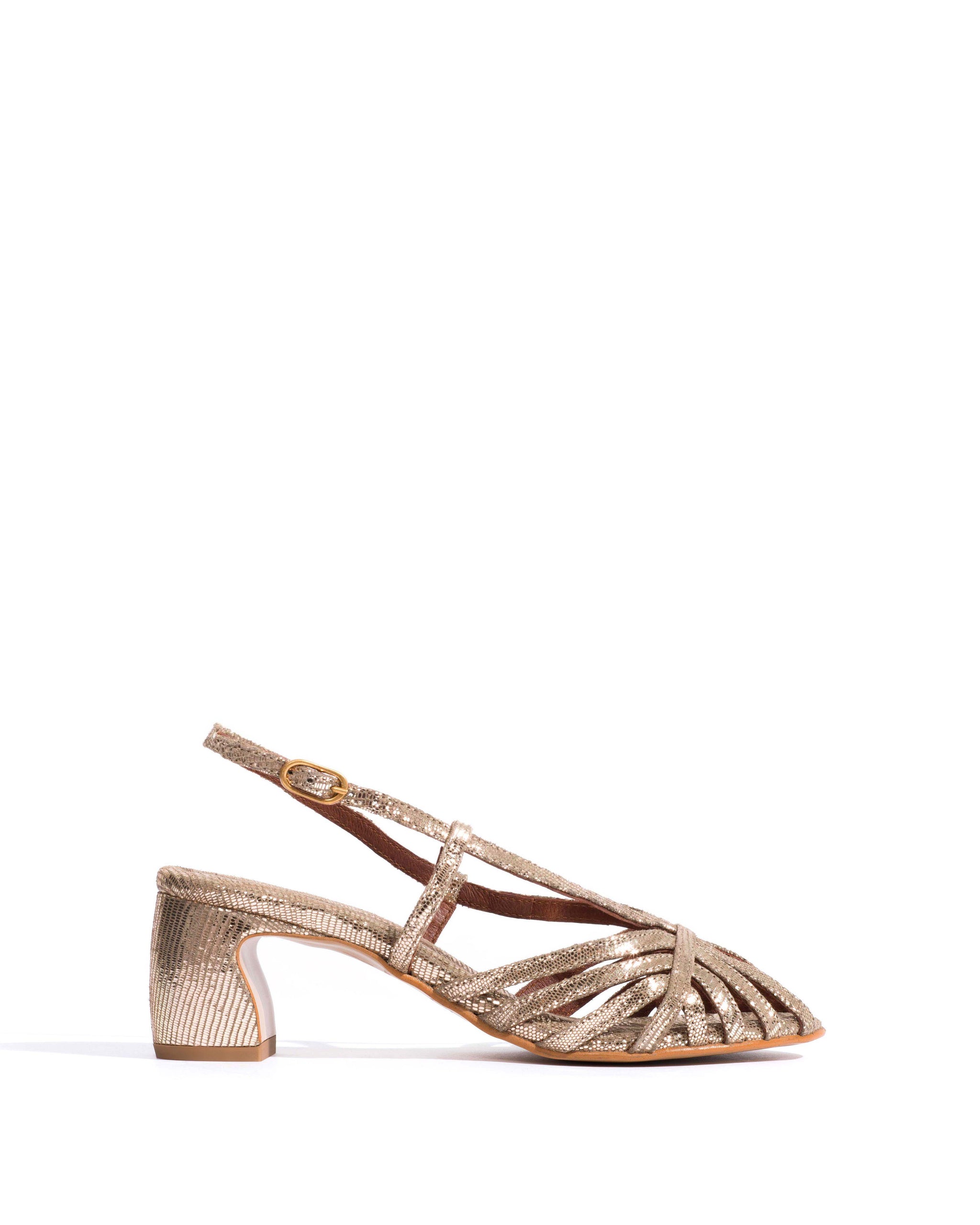 Briddie 50 Lizard metallic goat Vintage champagne - Anonymous Copenhagen Shoes