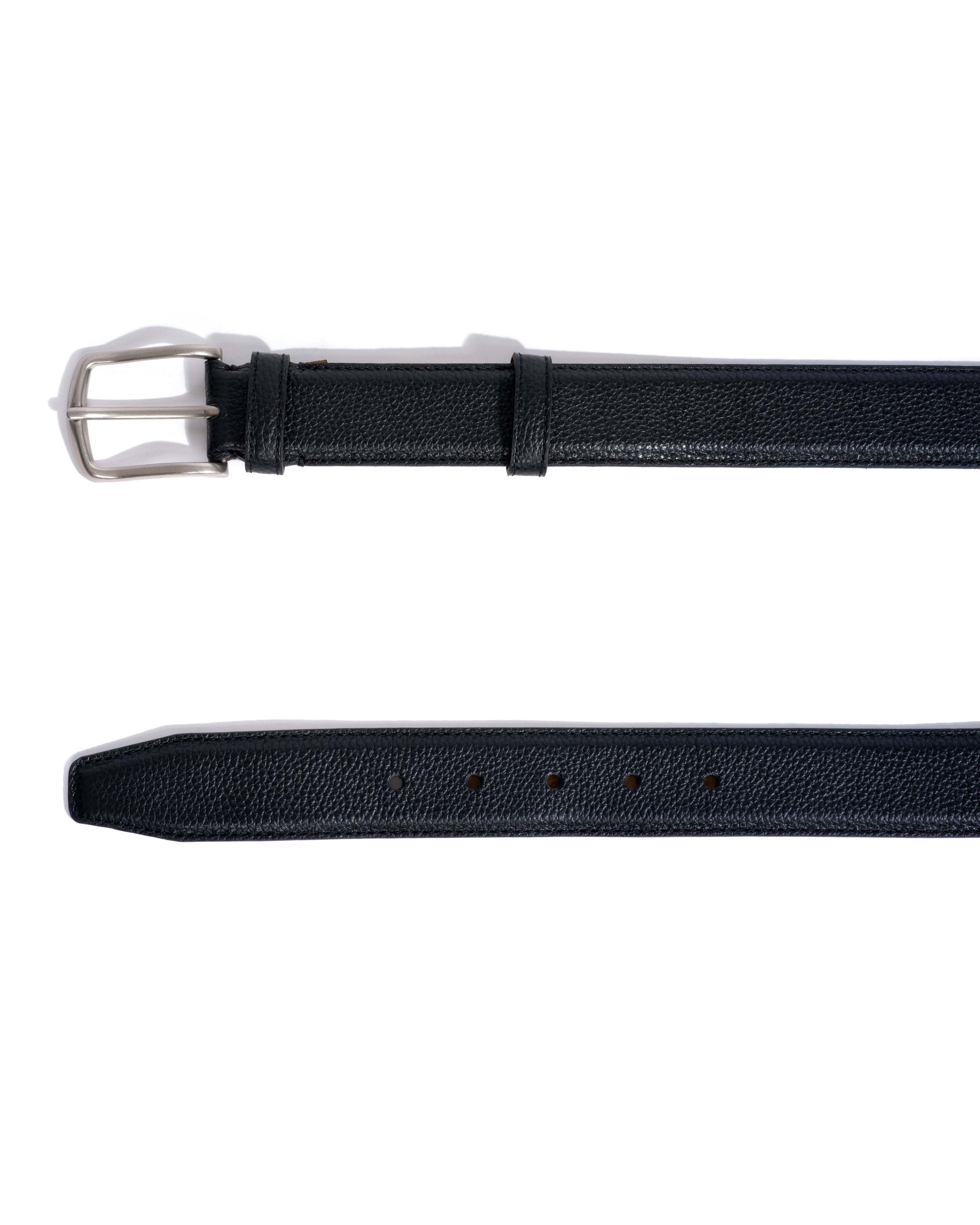 Quinn classic unisex leather belt Pebbled soft calf & metal Black & silver buckle - Anonymous Copenhagen Belts