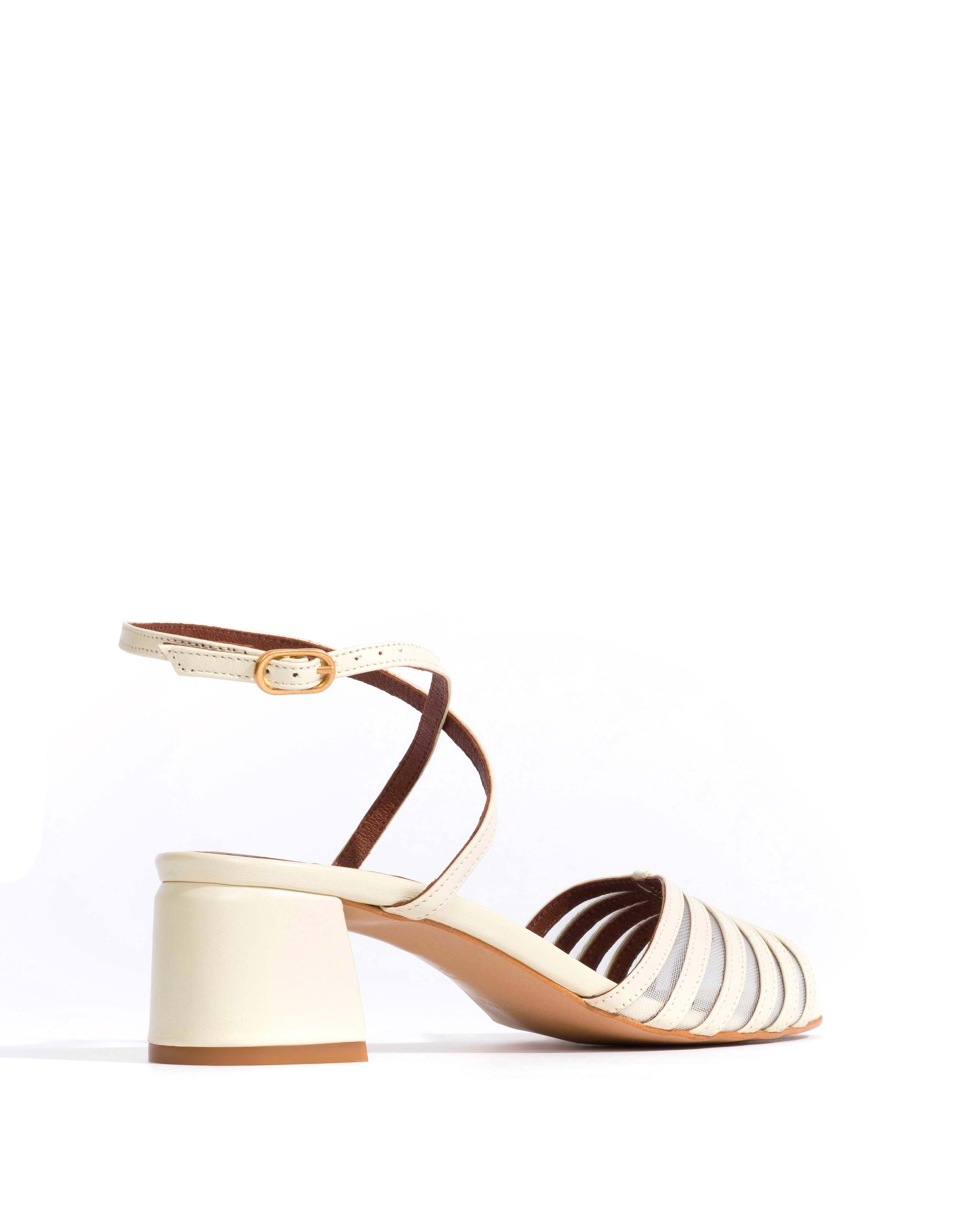 Tangie mesh Shiny lamb & mesh White sand