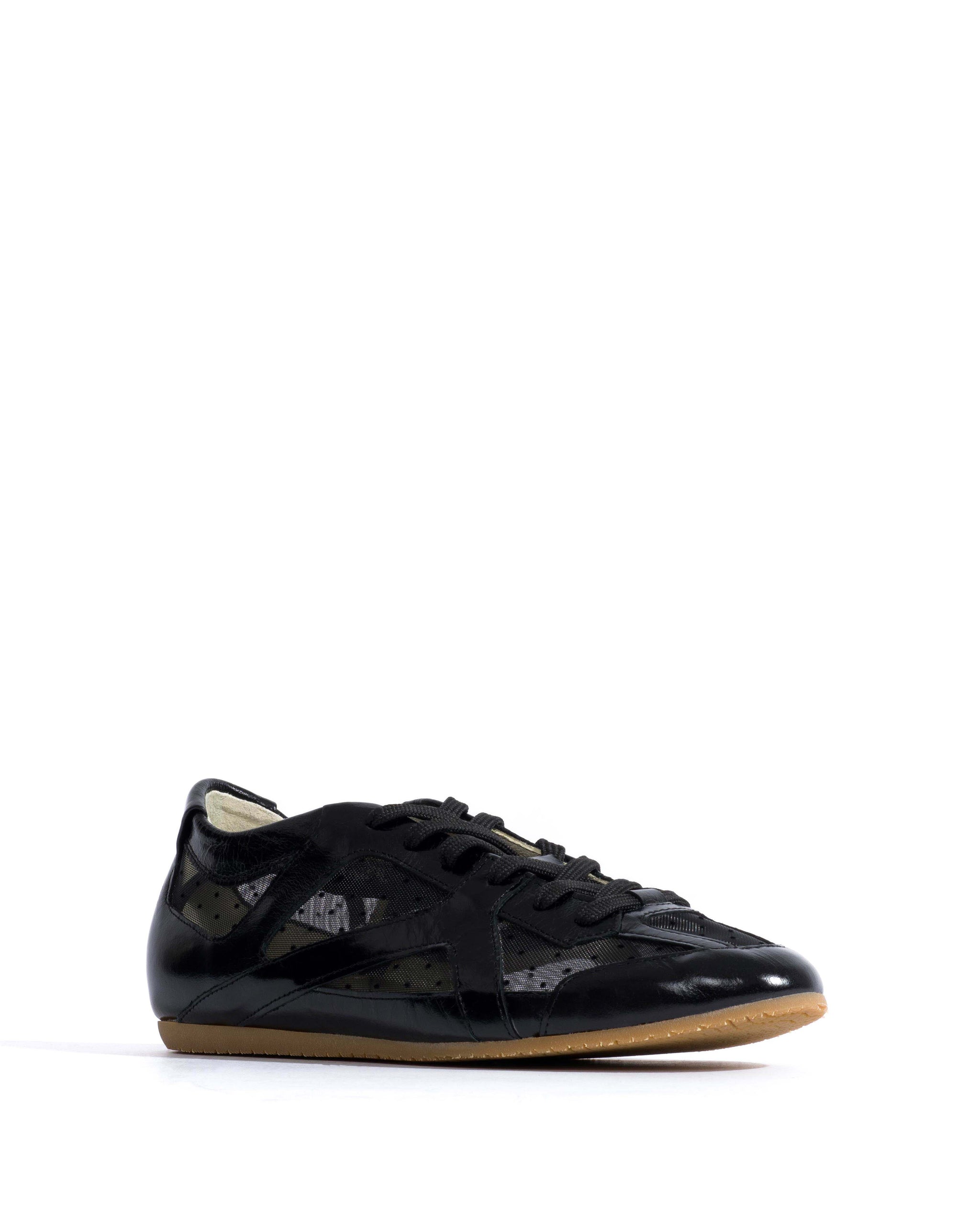 Sneakerina Crinkled polished goat & dot velvet mesh Black - Anonymous Copenhagen Sneakers