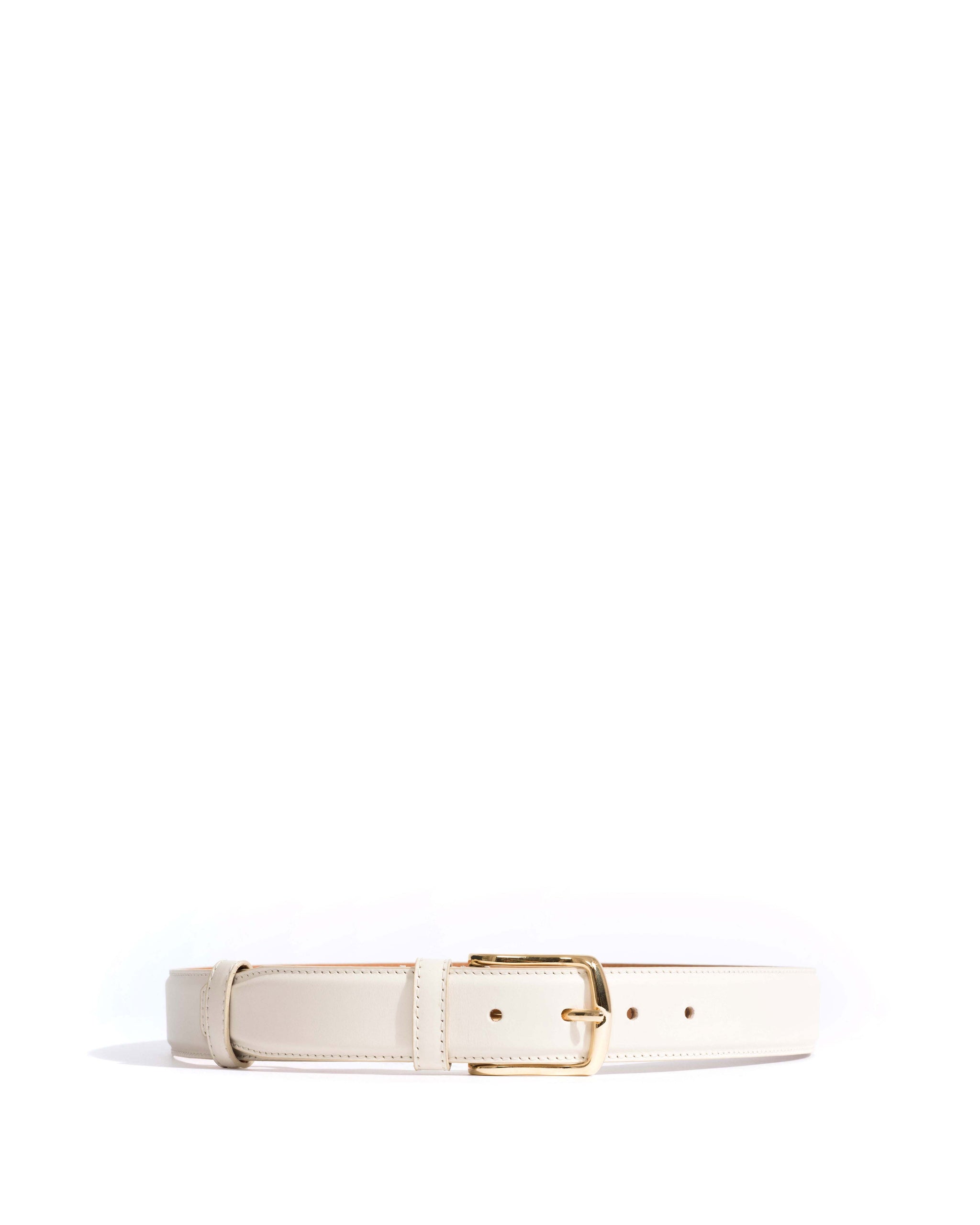 Quinn classic unisex leather belt Soft calf & metal White sand & gold buckle - Anonymous Copenhagen Belts