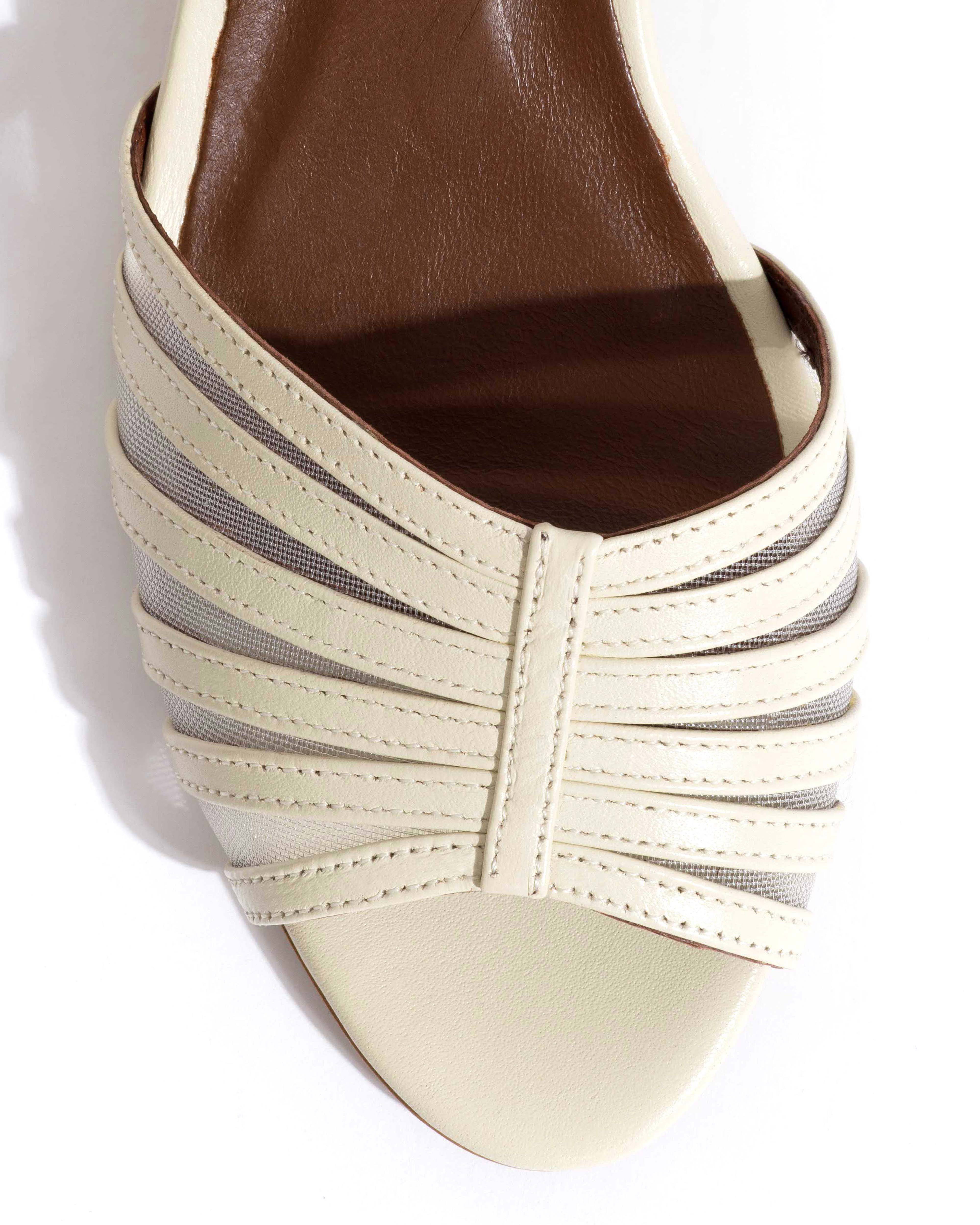 Tangie mesh Shiny lamb & mesh White sand