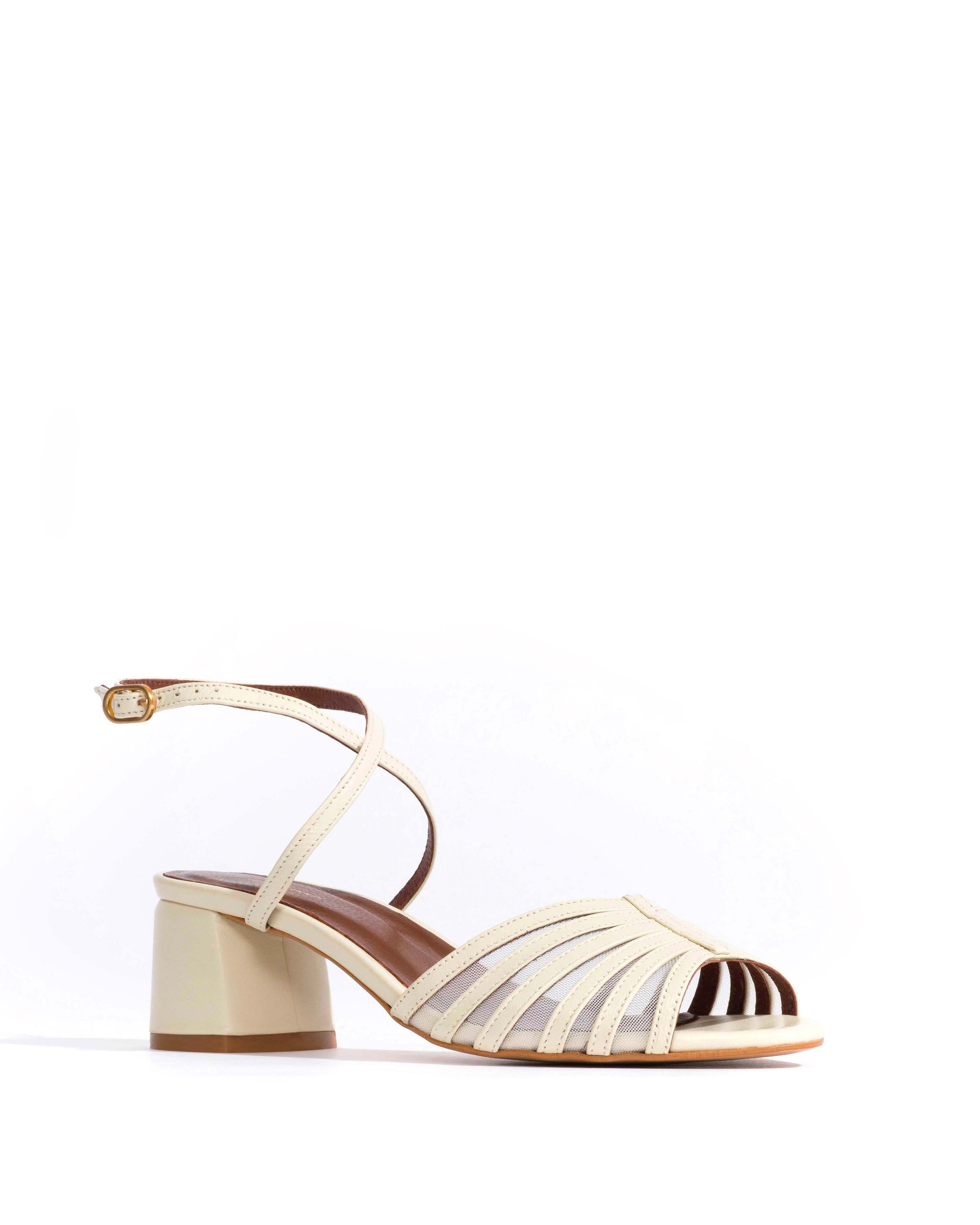 Tangie mesh Shiny lamb & mesh White sand - Anonymous Copenhagen Heels