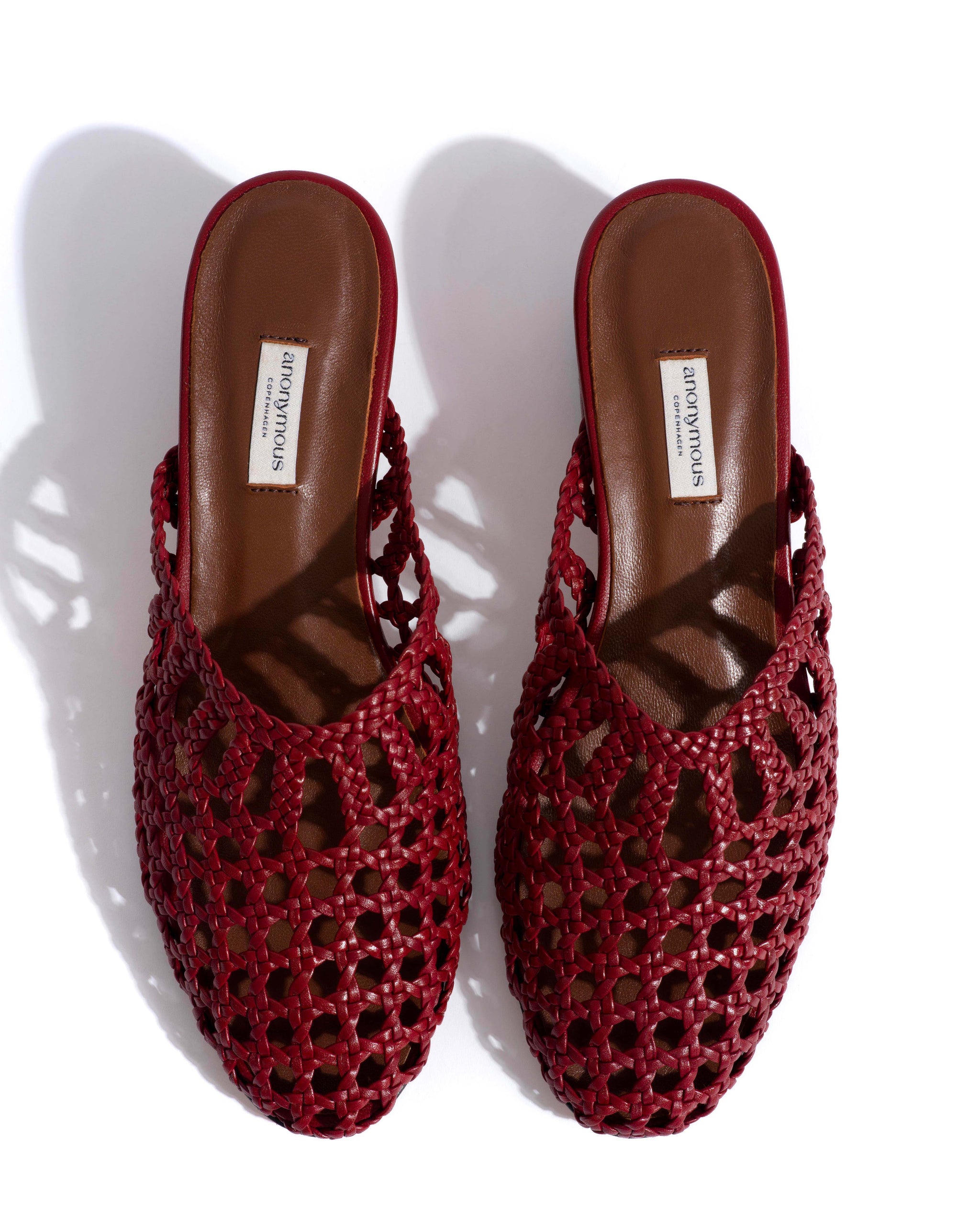 Sabrina 40 hand-braided Hand-braided leather Pomegranate - Anonymous Copenhagen Heels