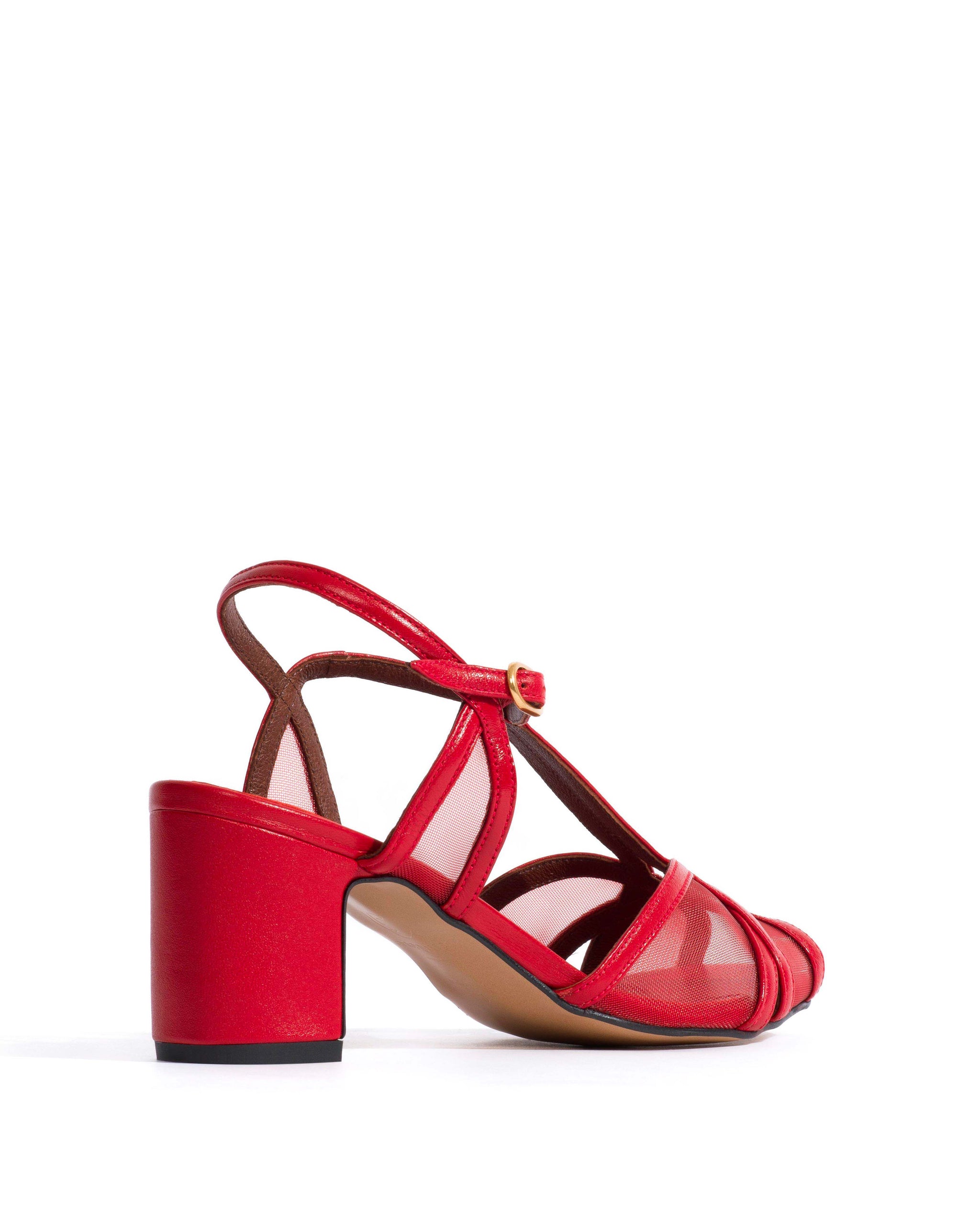 Therese 55 block mesh Shiny lamb & mesh Ruby red