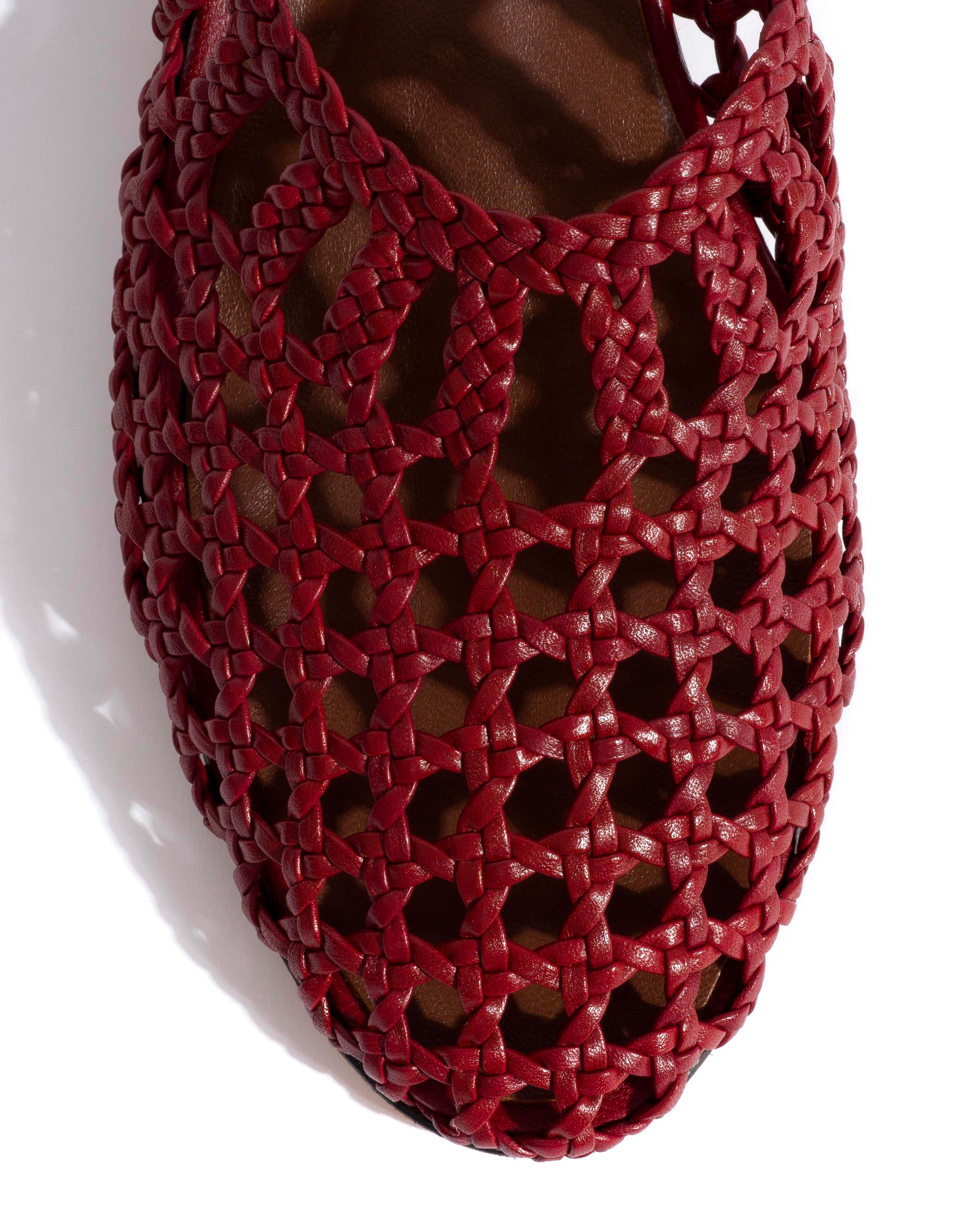 Sabrina 40 hand-braided leather Pomegranate