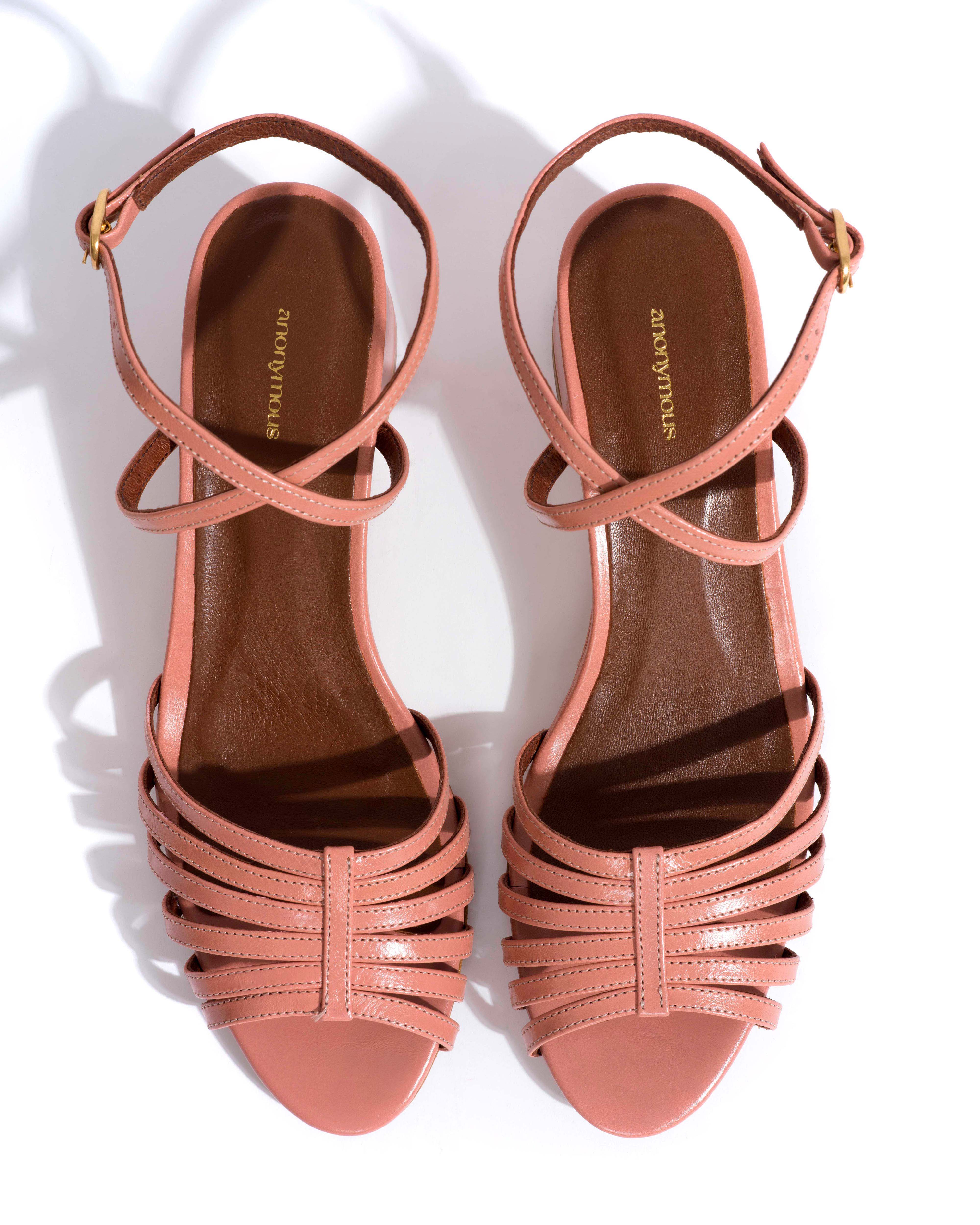 Tangie open Crinkled polished goat Misty coral