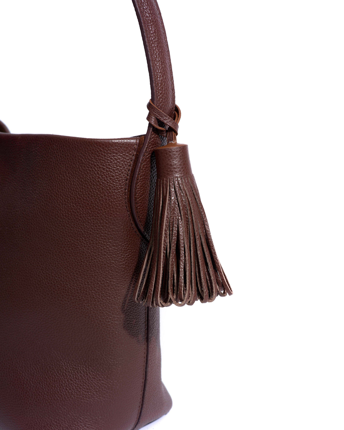 Katty fringe keyring Pebbled soft calf Chocolate