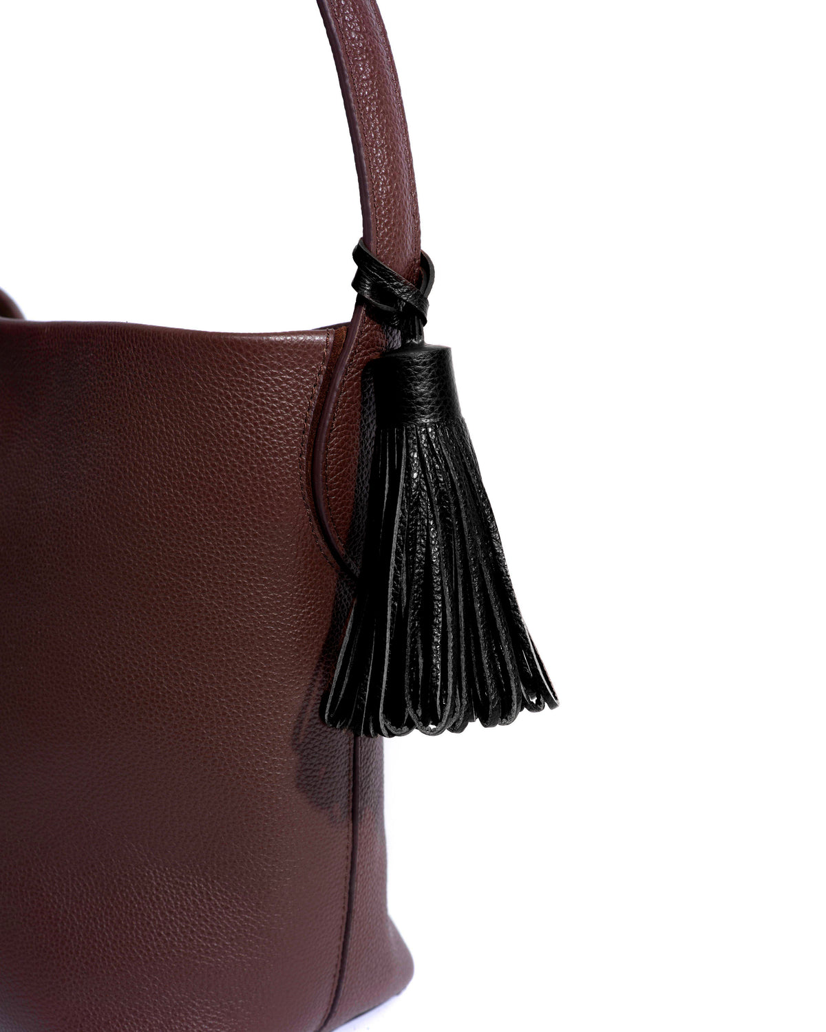 Katty fringe keyring Pebbled soft calf Black