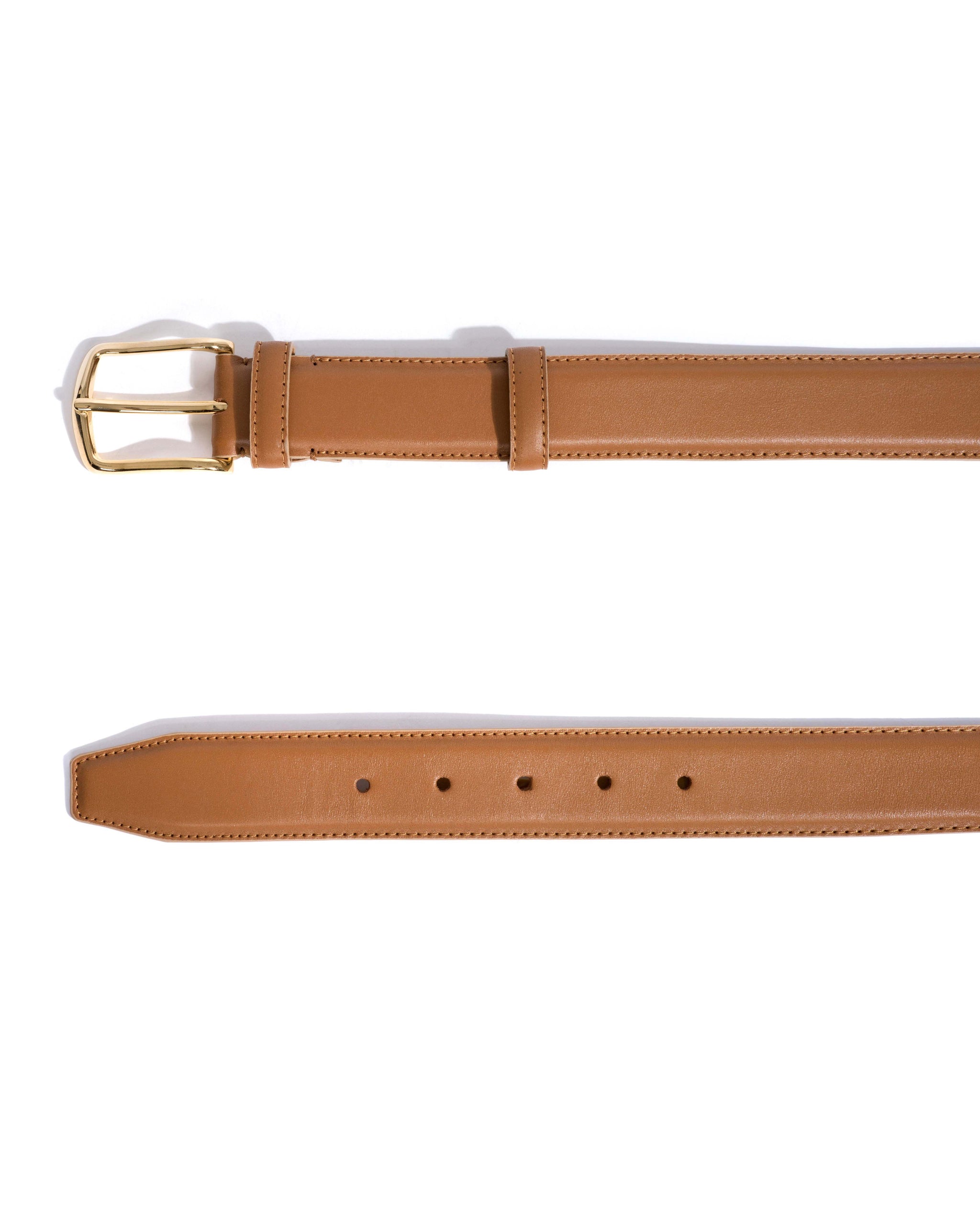 Quinn classic unisex leather belt Soft calf & metal Camel & gold buckle - Anonymous Copenhagen Belts