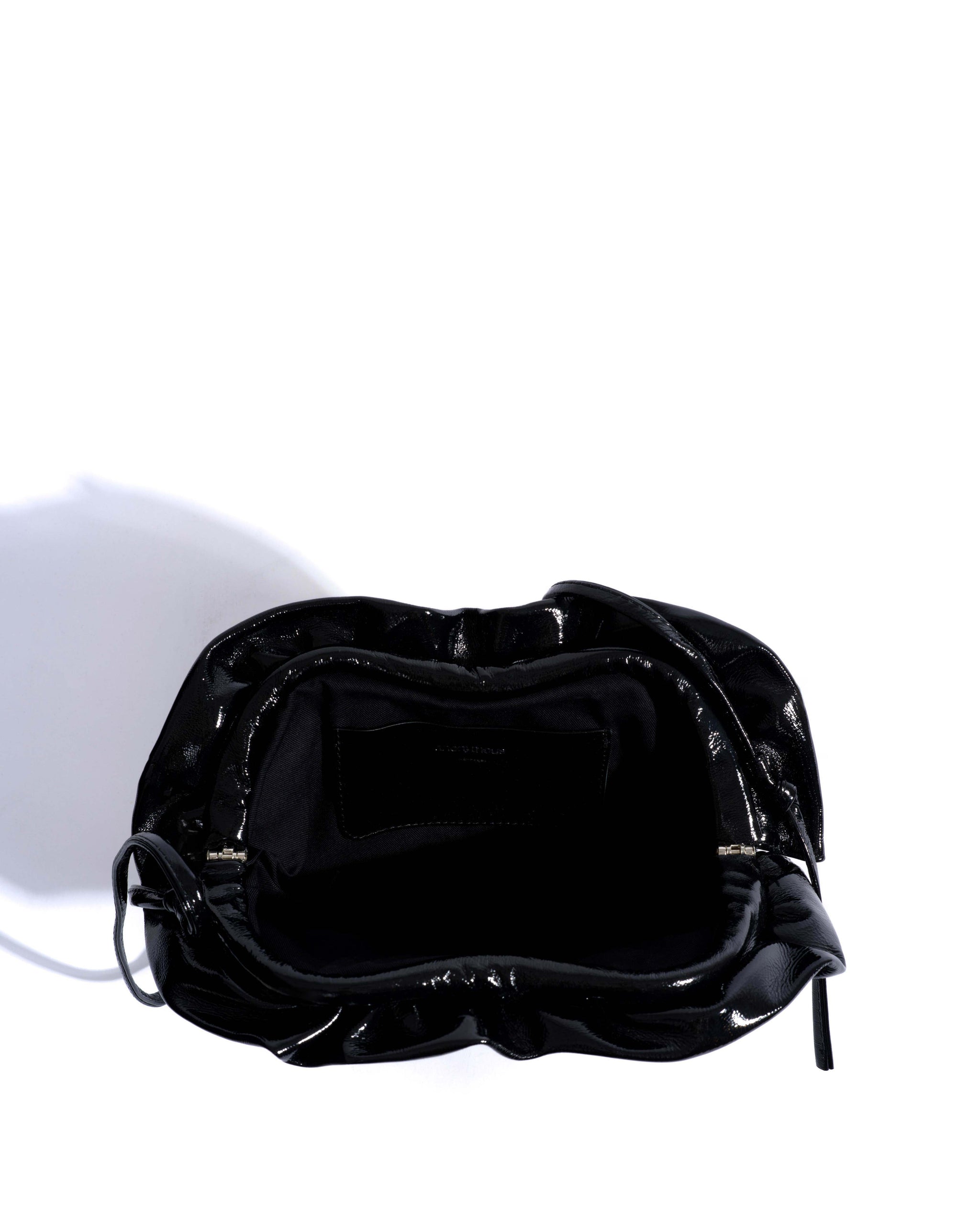 Zally heart bag Crinkled polished goat Black