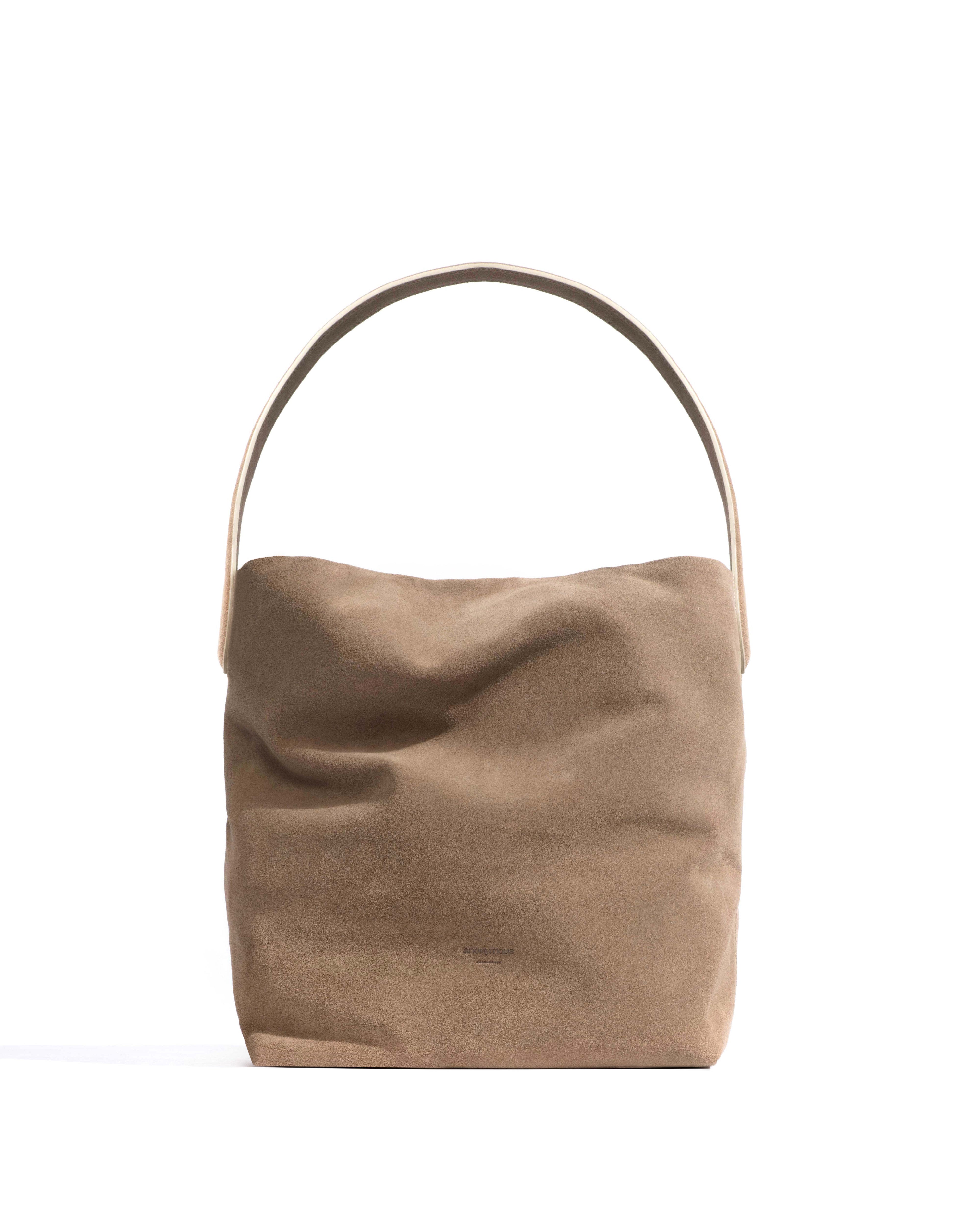 Versa slouchy everyday bag Calf suede Mushroom