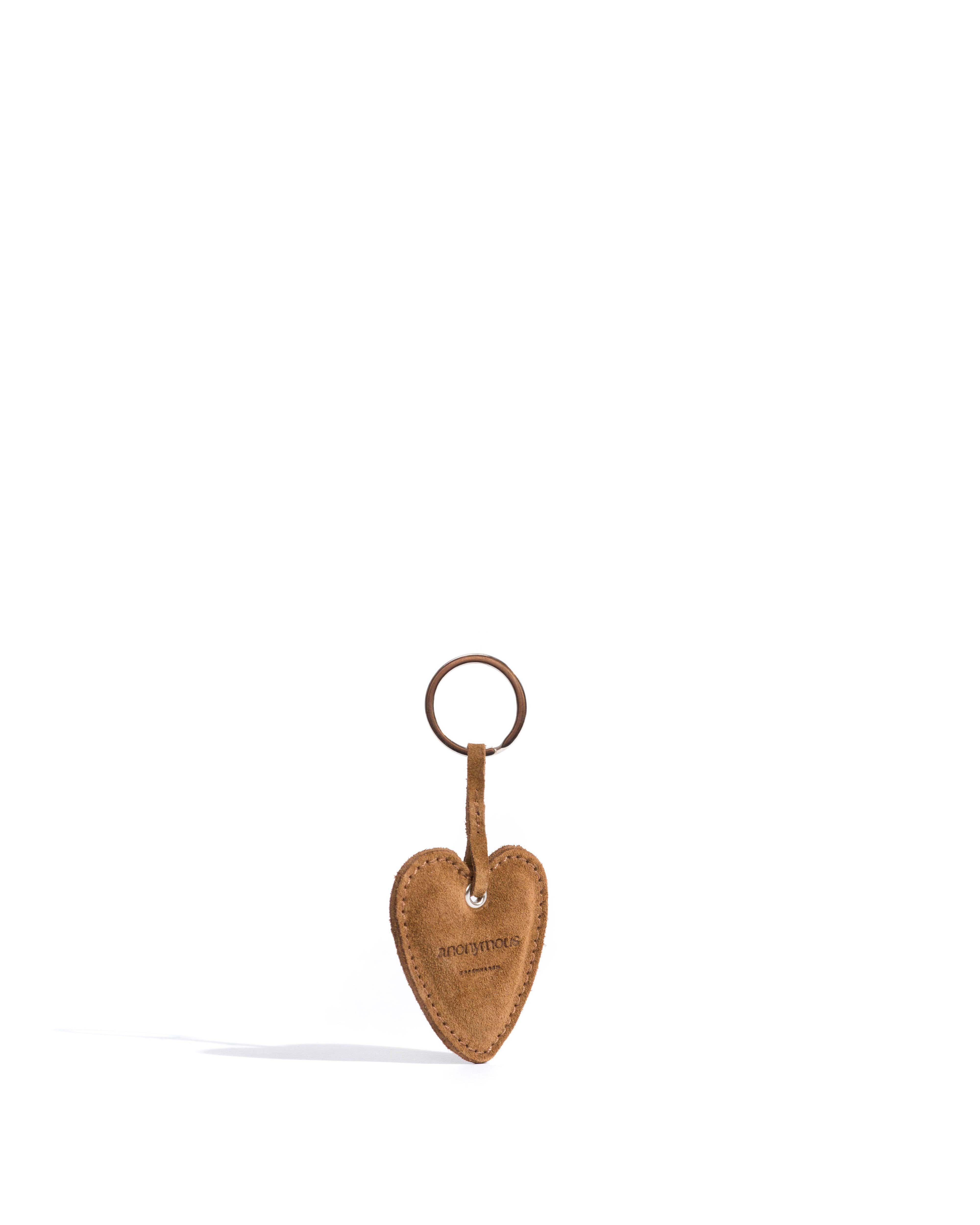 Heart keyring Calf suede Cinnamon