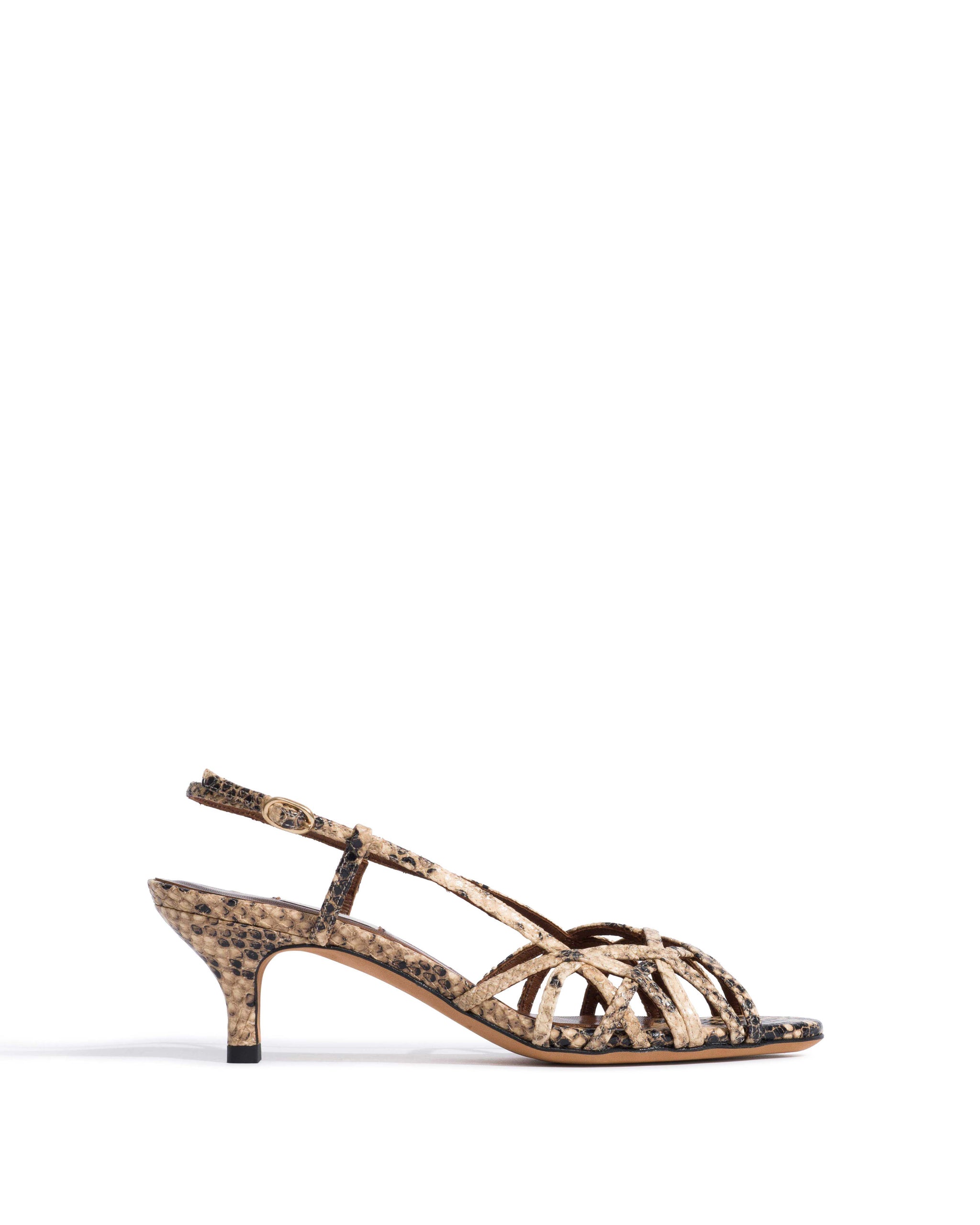 Scarlett 50 kitten Snake calf Natural sand - Anonymous Copenhagen Heels