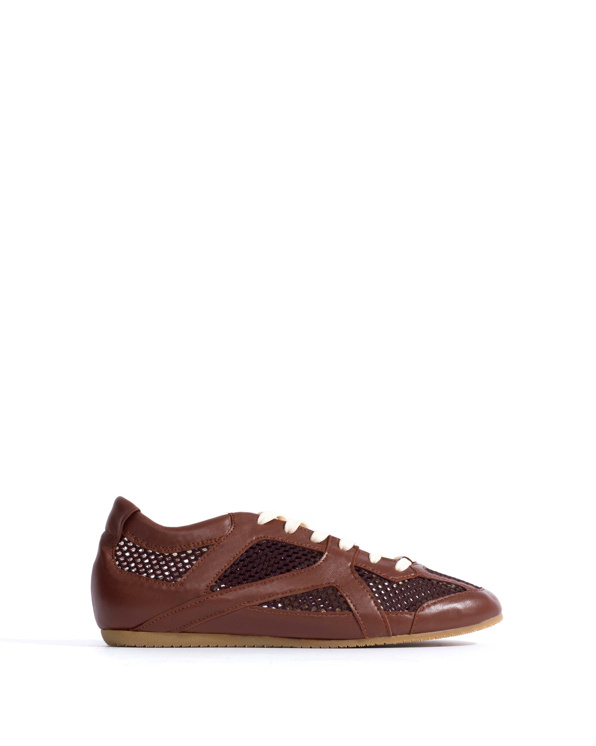 Sneakerina Shiny lamb & netted mesh Chocolate - Anonymous Copenhagen Sneakers