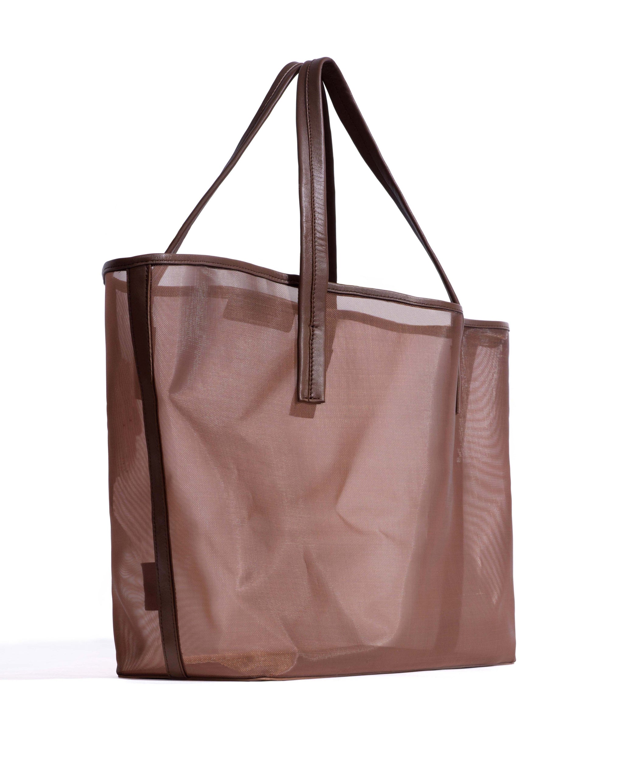 Ruba shopper mesh Shiny lamb & mesh Chocolate - Anonymous Copenhagen Bags