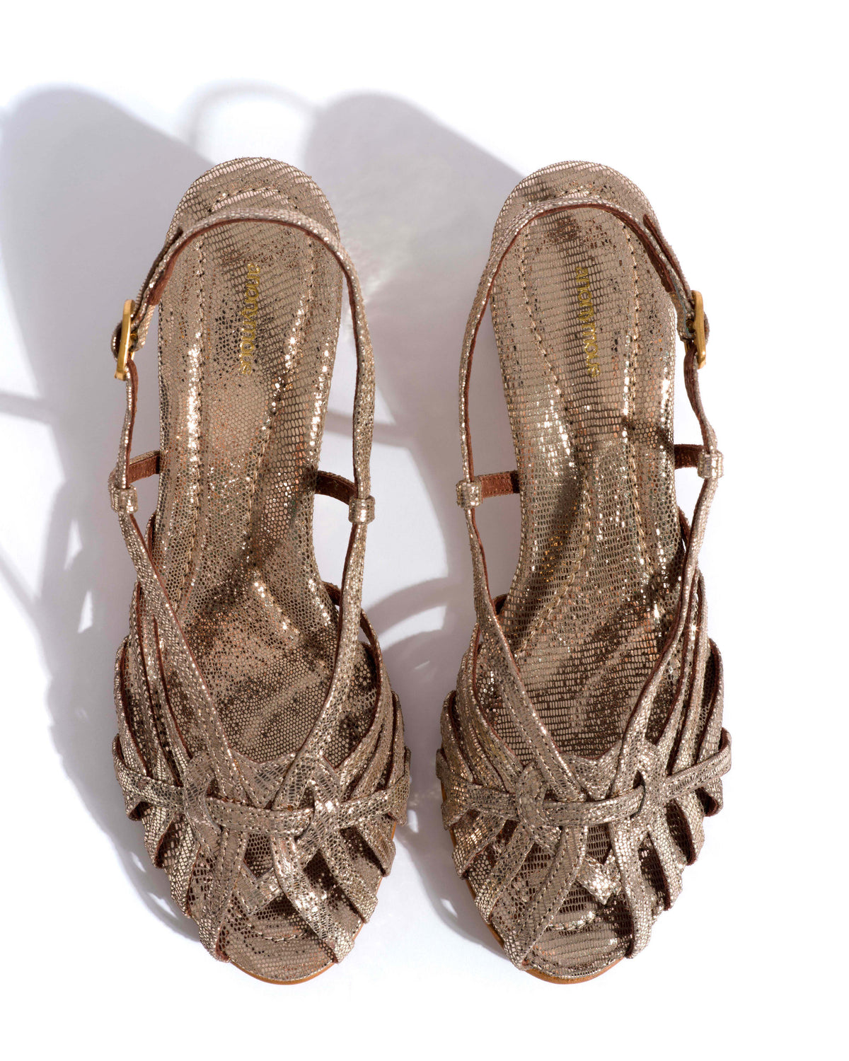 Briddie 50 heart Lizard metallic goat Vintage champagne