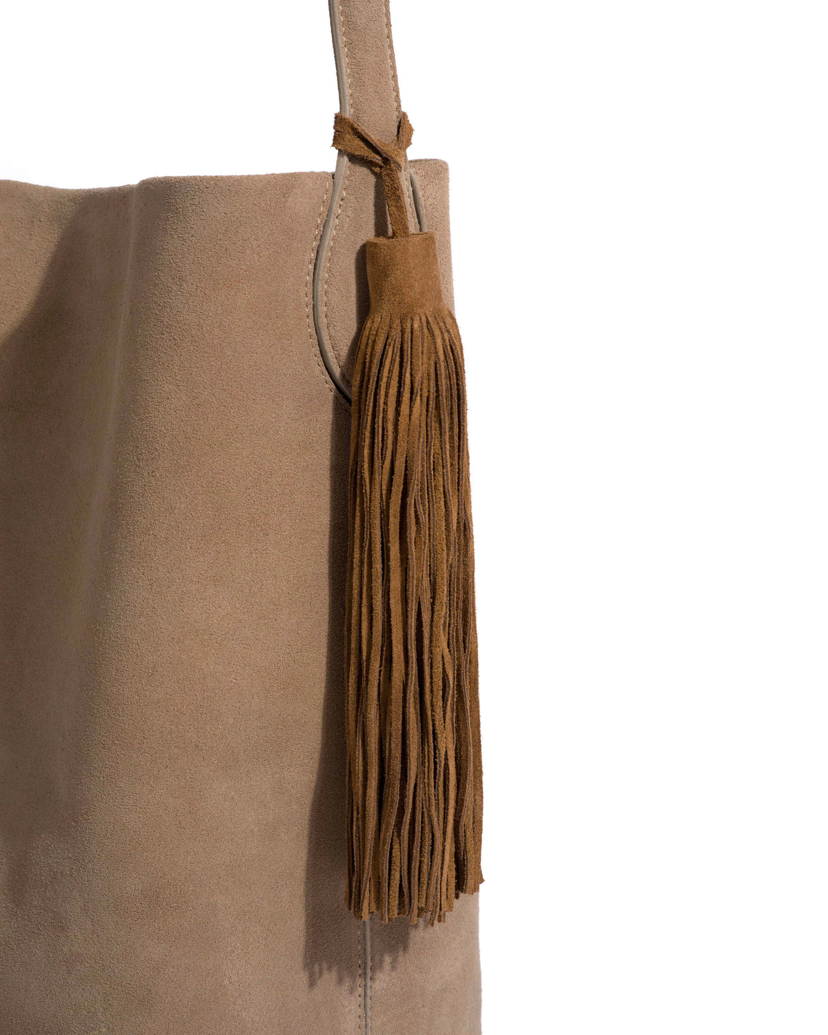 Langley fringe keyring Calf suede Cinnamon