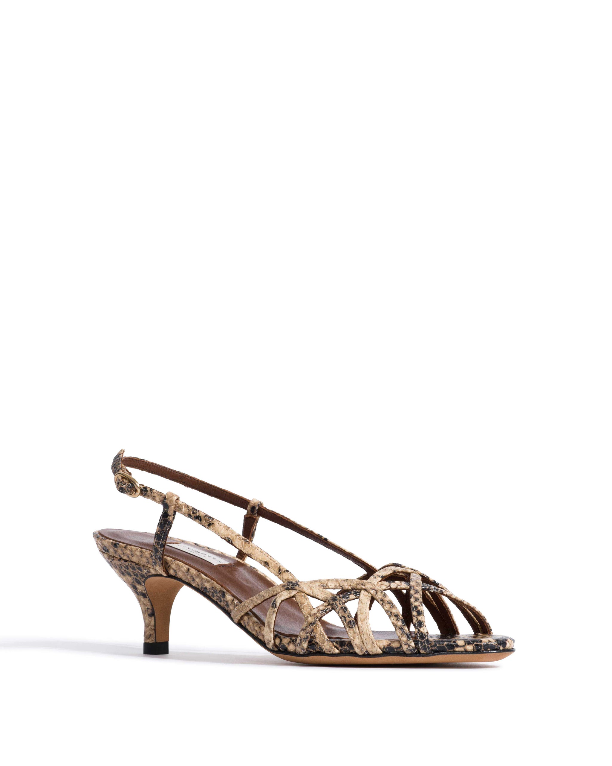 Scarlett 50 kitten Snake calf Natural sand - Anonymous Copenhagen Heels