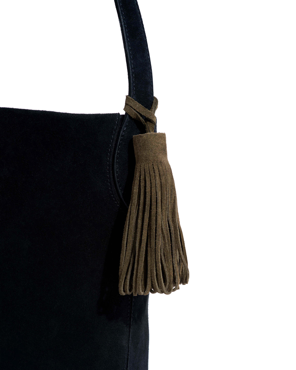Katty fringe keyring Calf suede Moss green