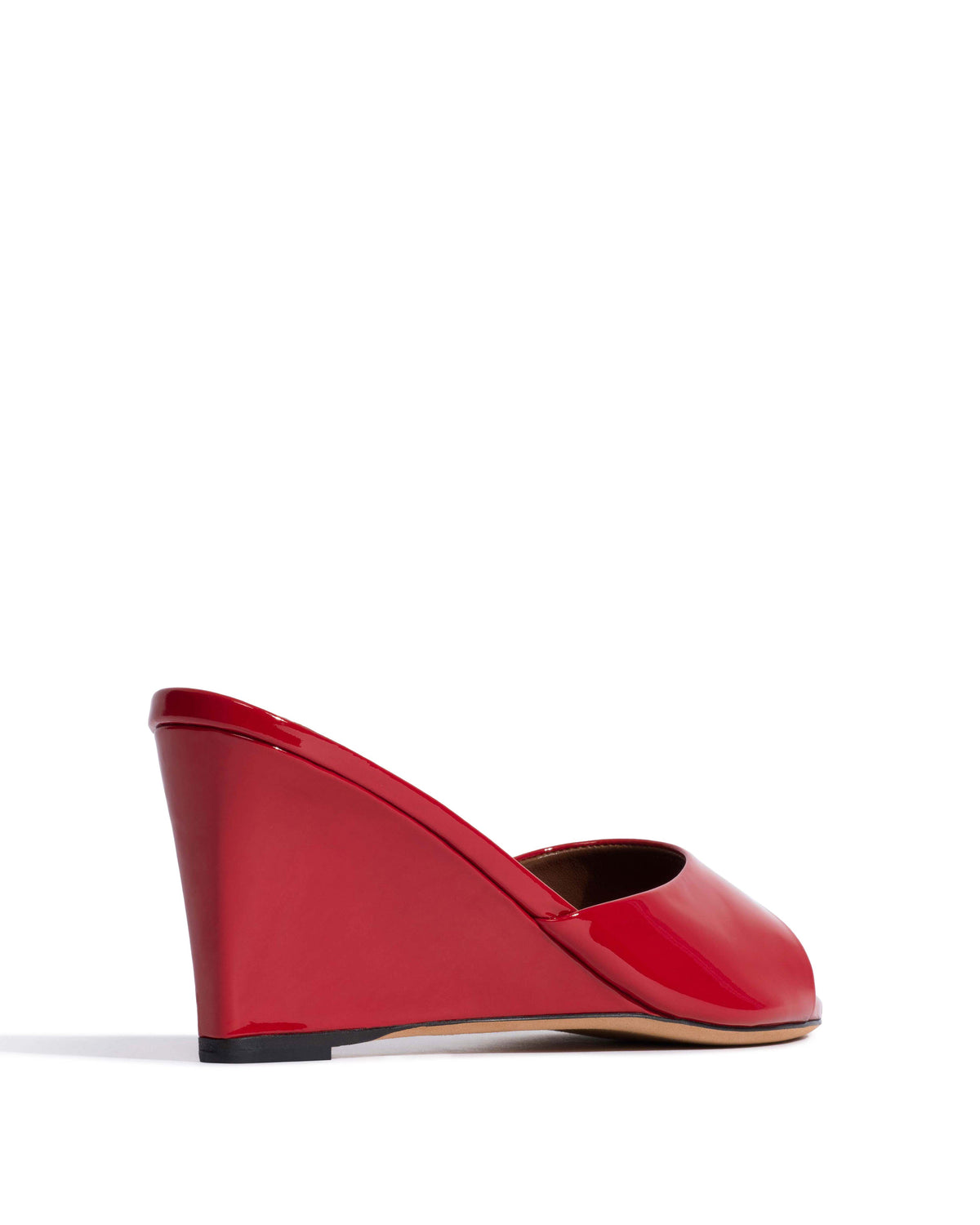 Gwen 75 wedge Polished soft calf Ruby red