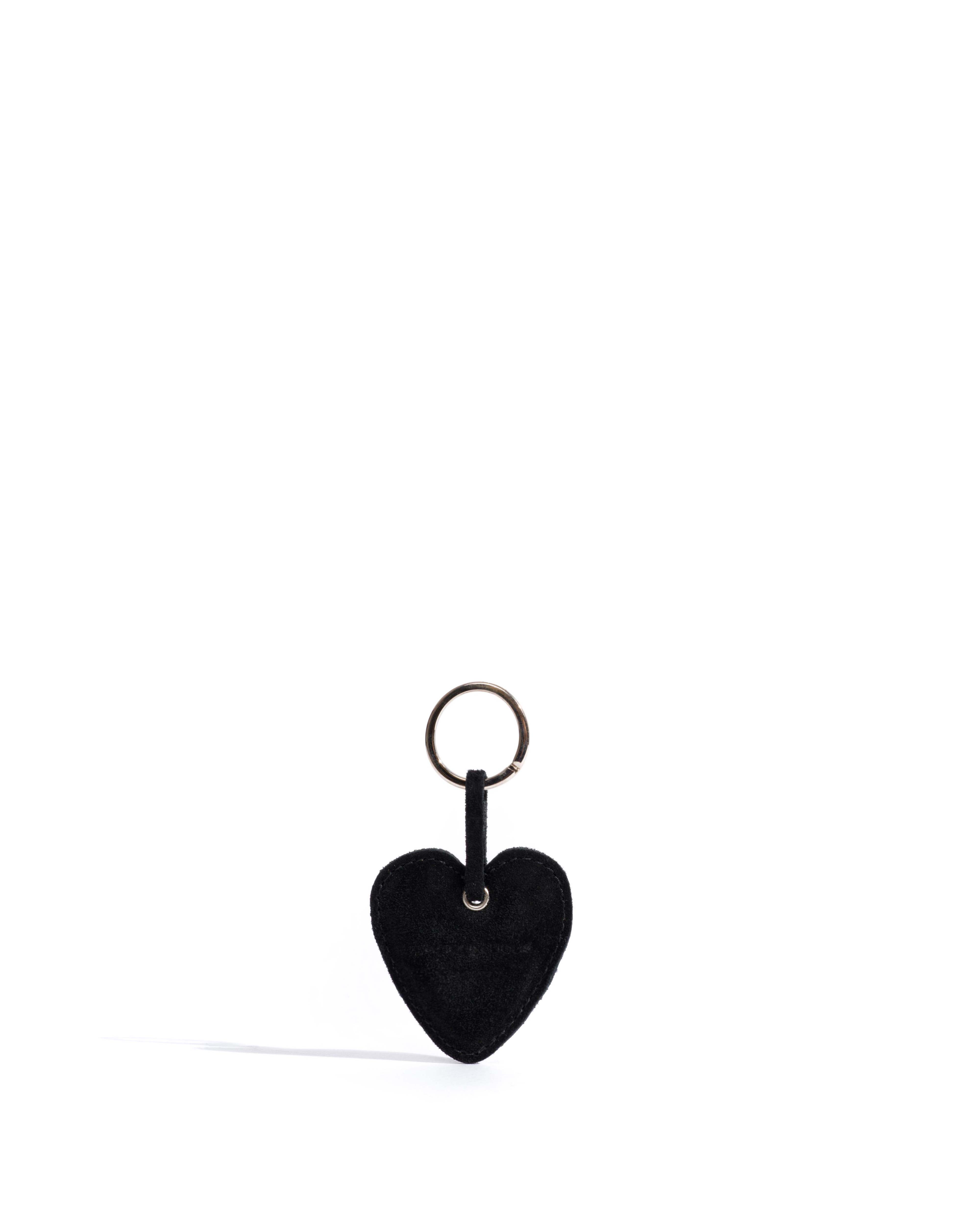 Heart keyring Calf suede Black