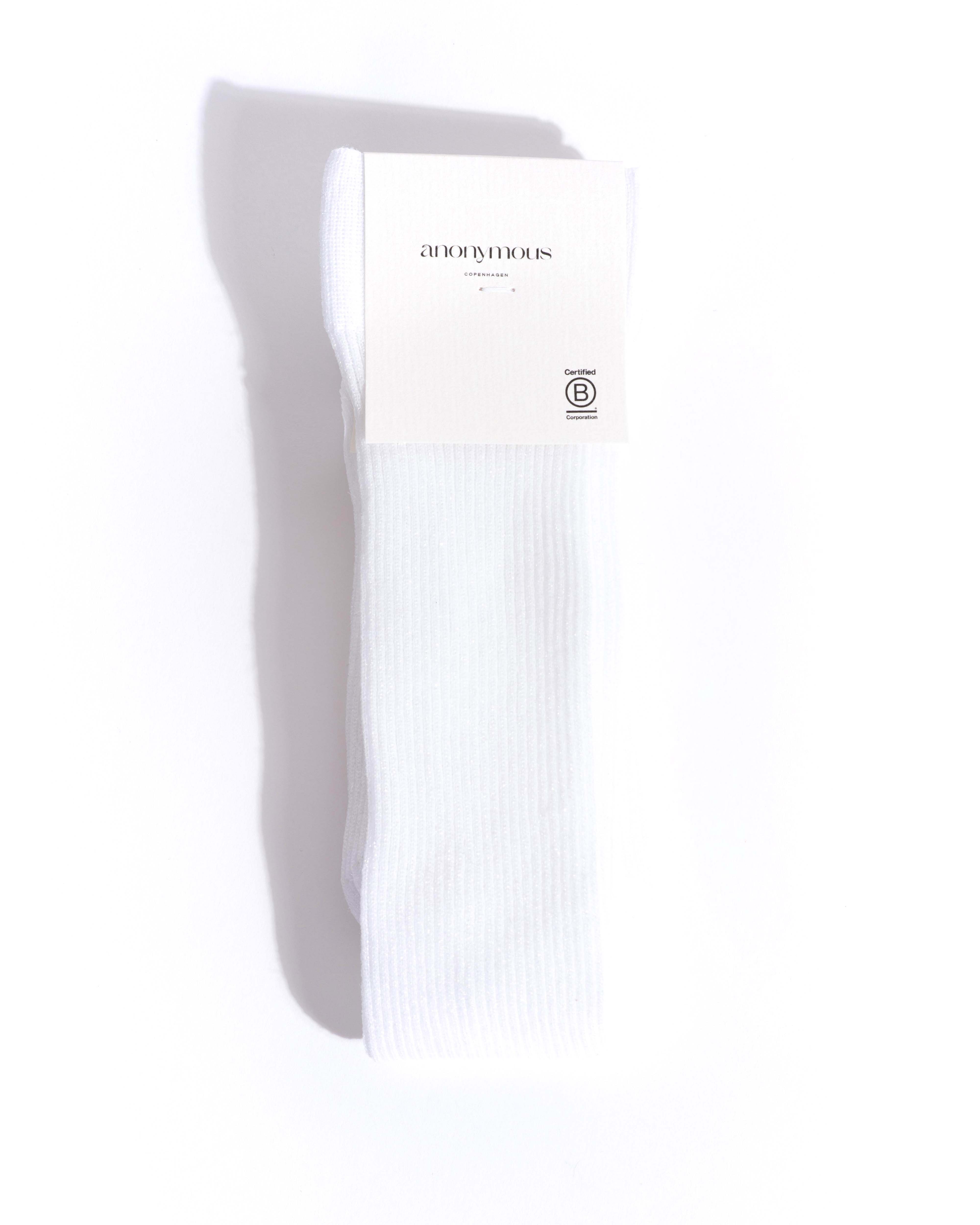 Noa midt calf glitter socks 52% nylon 48% polyester Cream