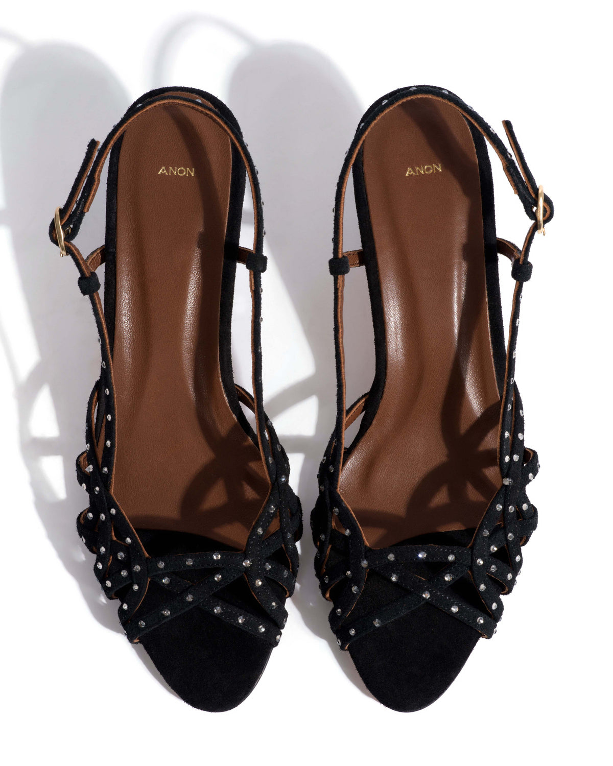 Scarlett 50 kitten crystals Calf suede Black