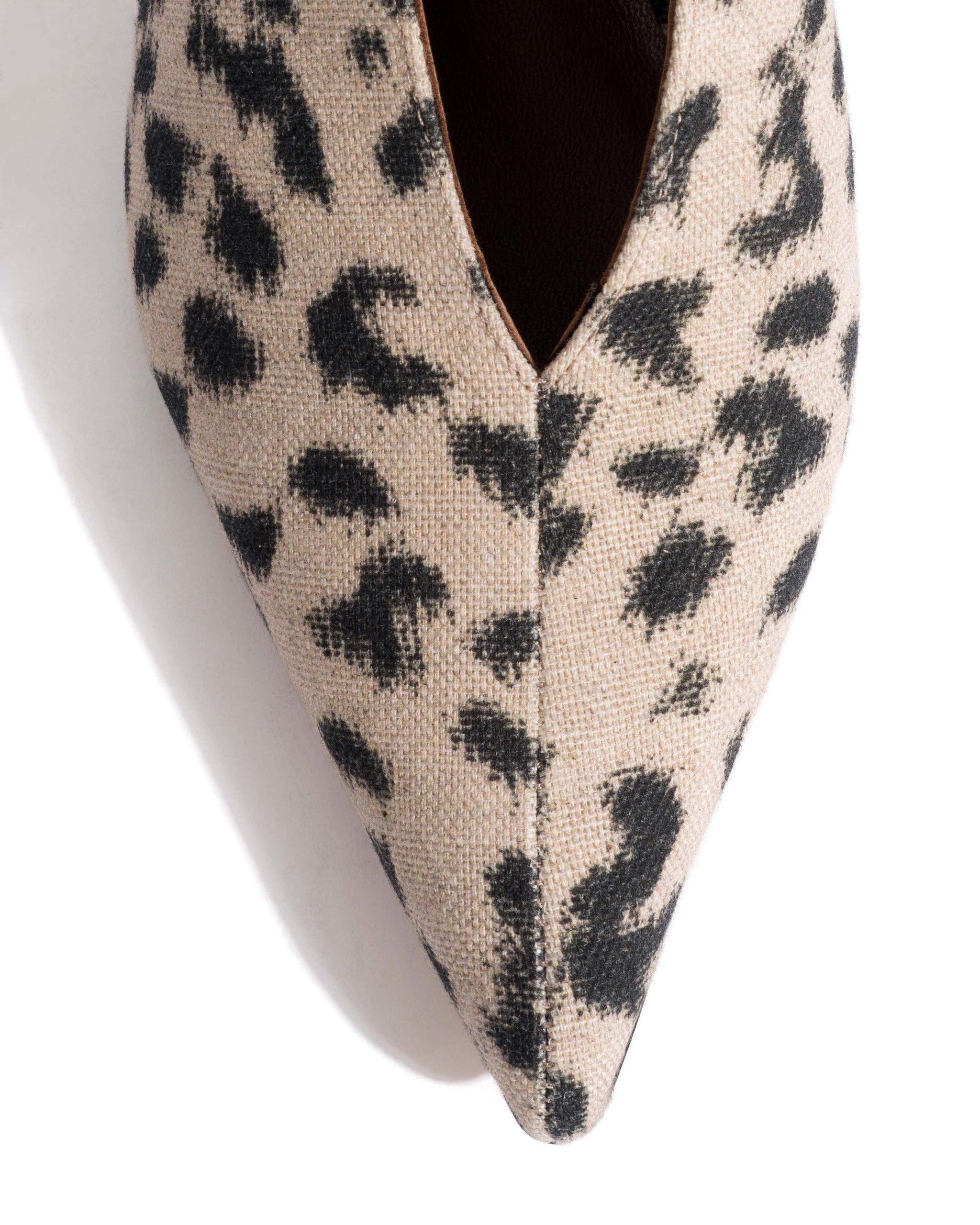 Phia 55 pin Natural cotton-linen Leopard