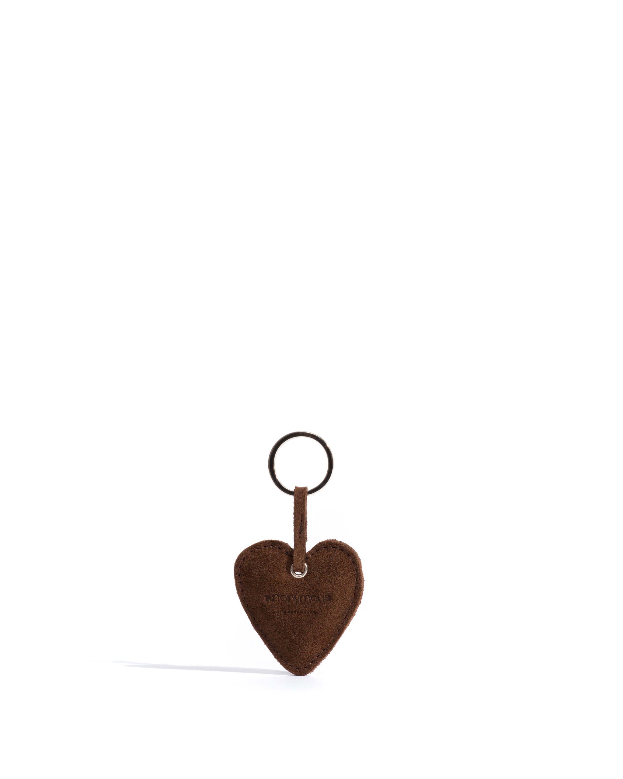 Heart keyring Calf suede Chocolate - Anonymous Copenhagen Small Leather Goods