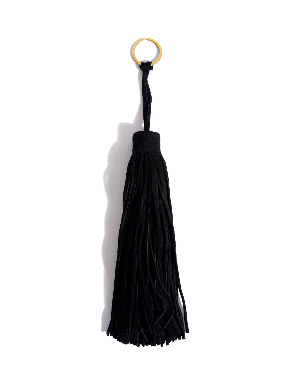 Langley fringe keyring Calf suede Black