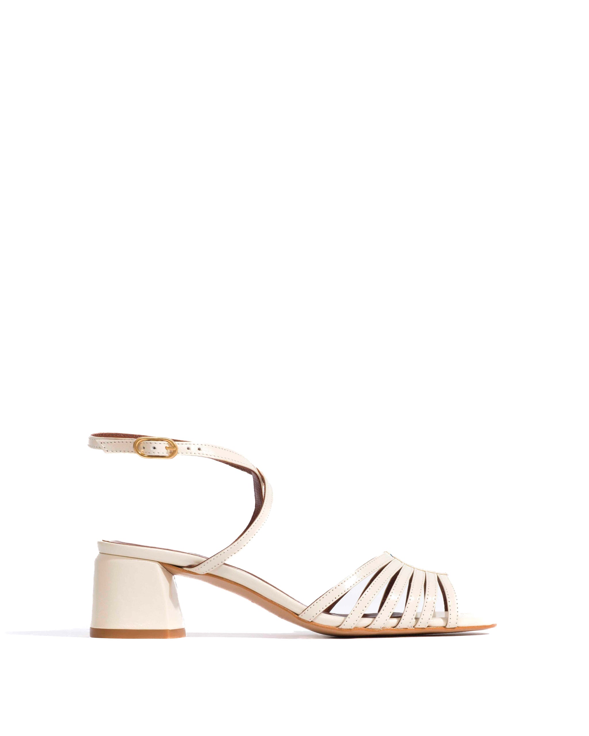 Tangie open Crinkled polished goat White sand - Anonymous Copenhagen Heels