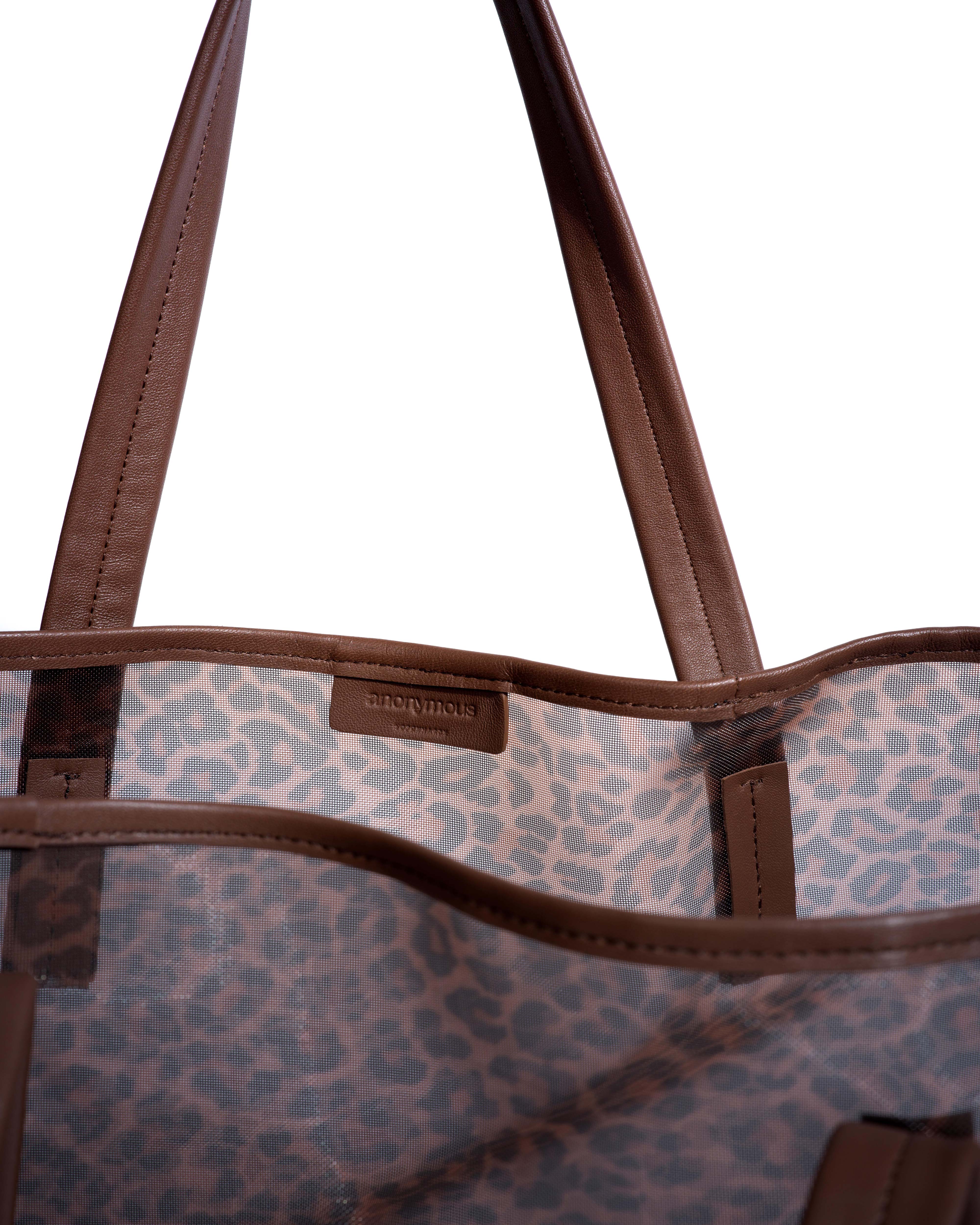 Ruba shopper mesh Shiny lamb & mesh Chocolate & leopard