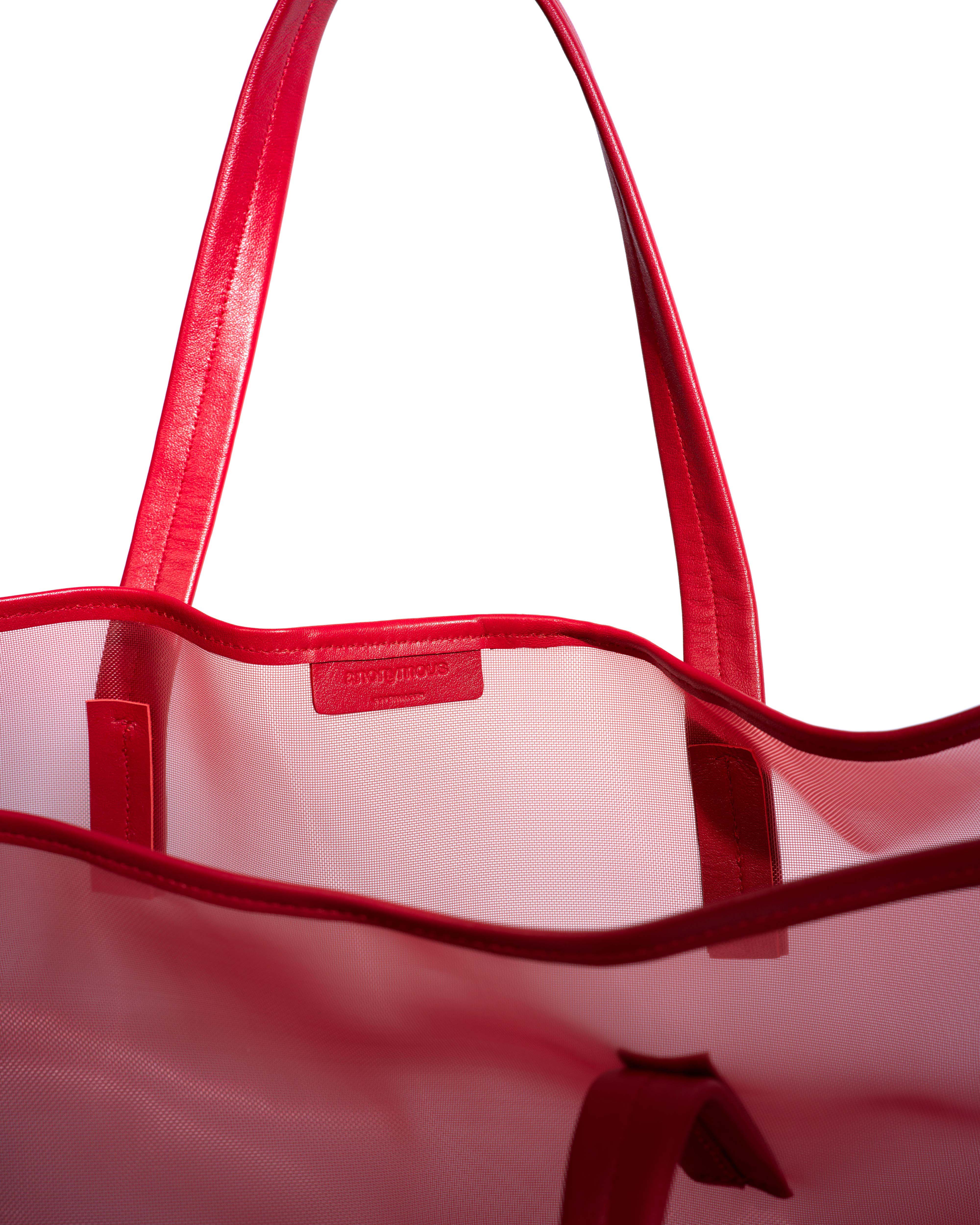 Ruba shopper mesh Shiny lamb & mesh Ruby red