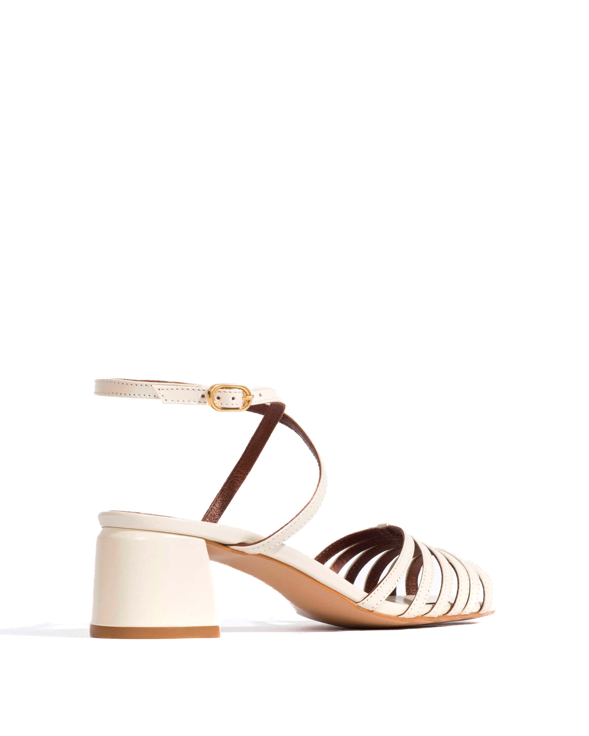 Tangie open Crinkled polished goat White sand - Anonymous Copenhagen Heels