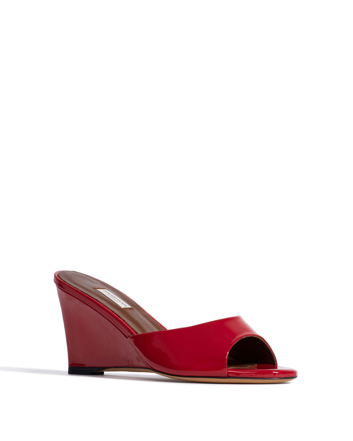Gwen 75 wedge Polished soft calf Ruby red