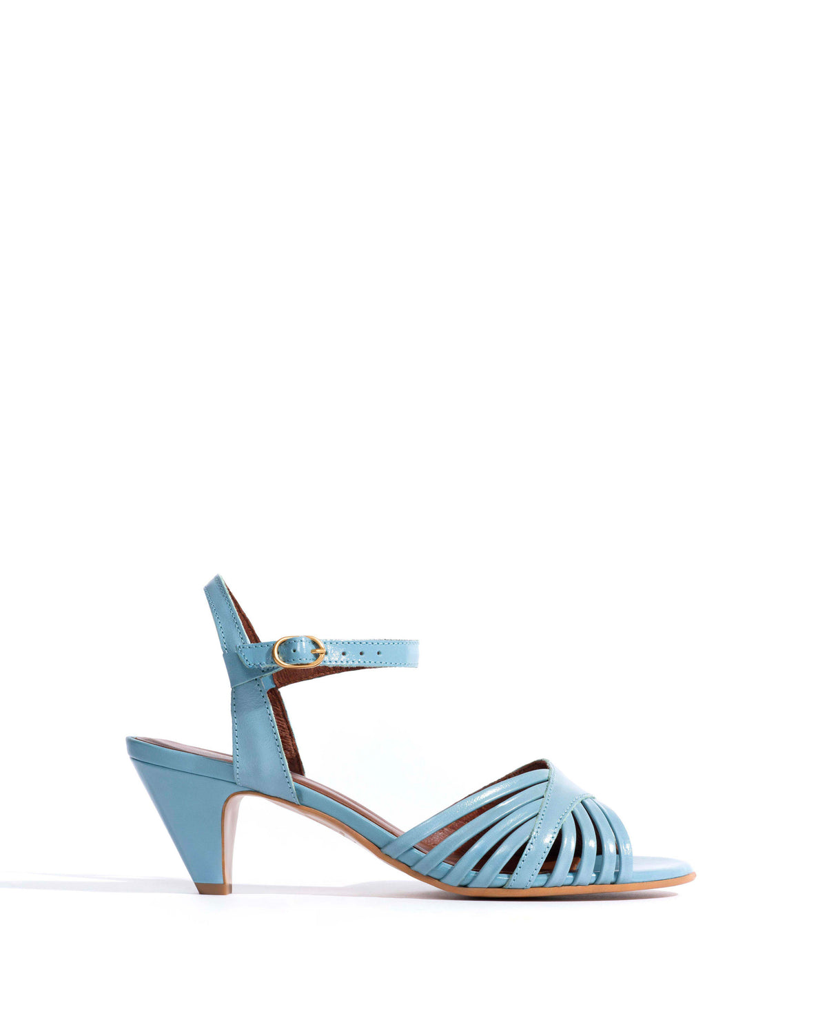 Hermine 50 stiletto Crinkled polished goat Porcelain blue