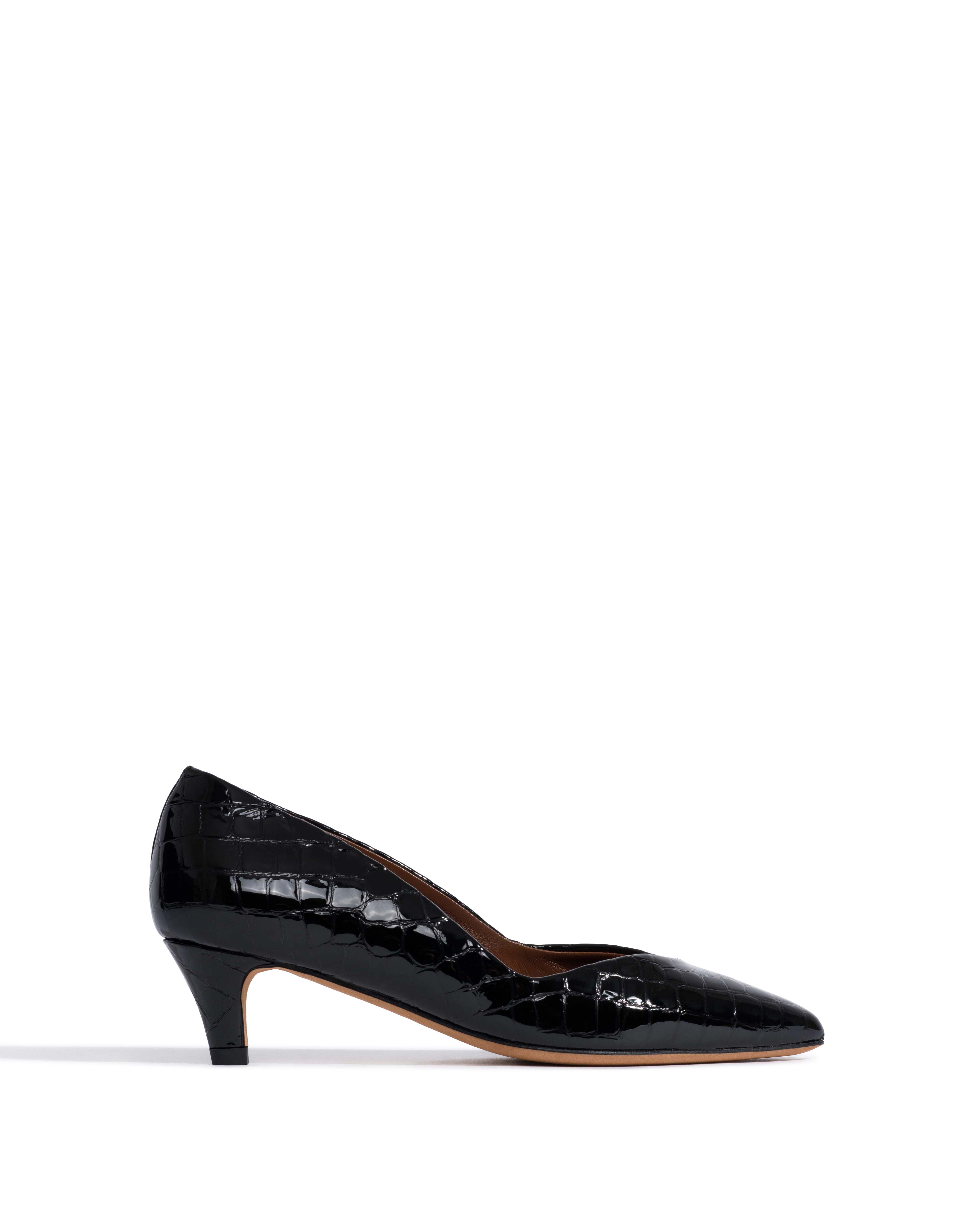 Trini 40 stiletto Polished croco calf Black