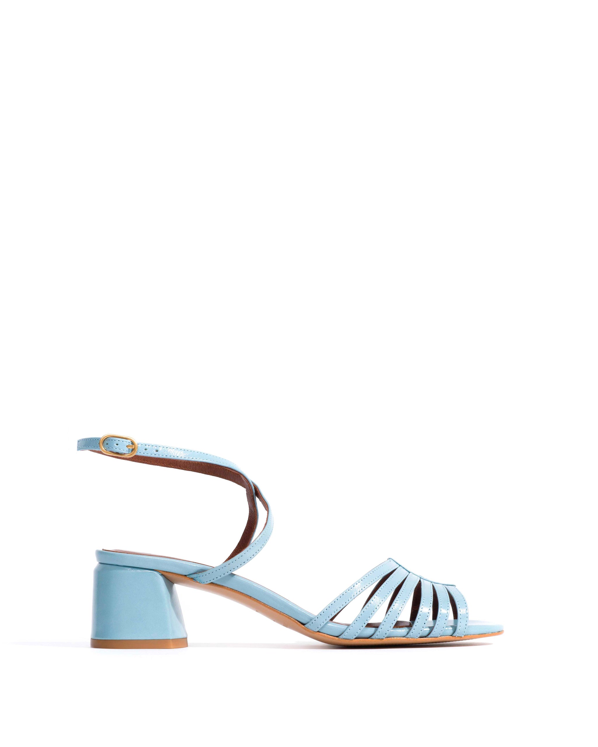 Tangie open Crinkled polished goat Porcelain blue - Anonymous Copenhagen Heels