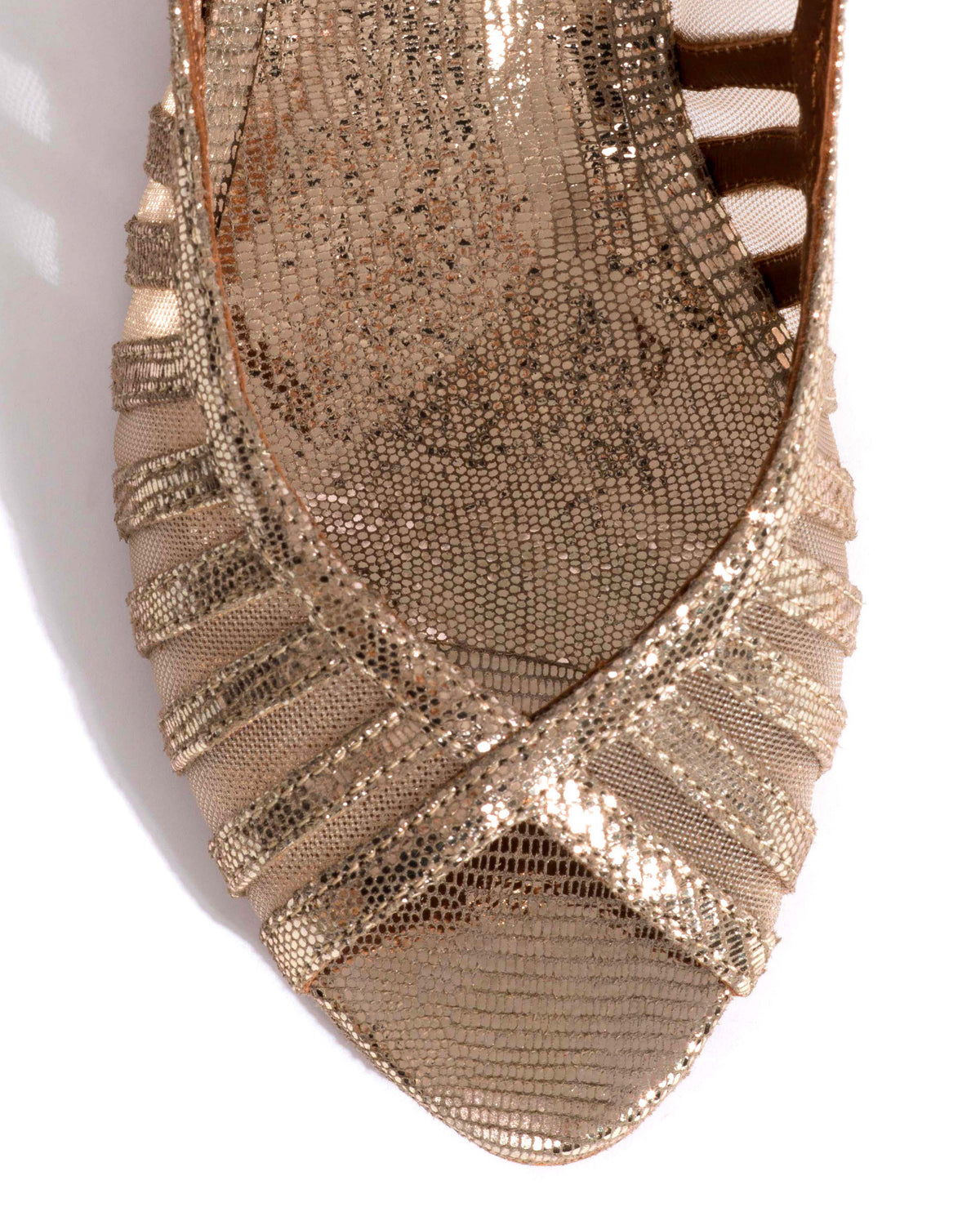 Carminho 40 mesh Lizard metallic goat & mesh Vintage champagne & gold