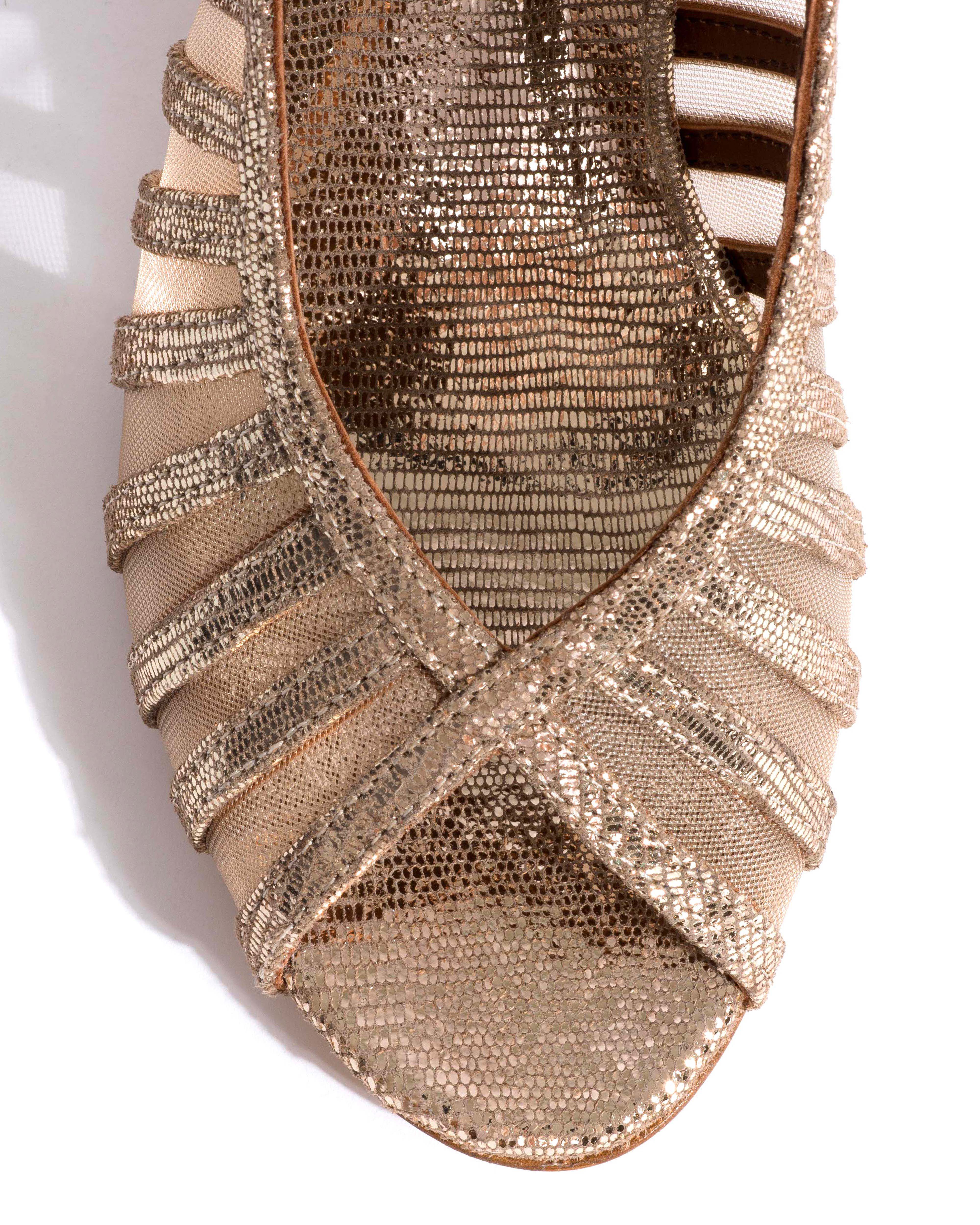 Carminho 75 mesh Lizard metallic goat & mesh Vintage champagne & gold