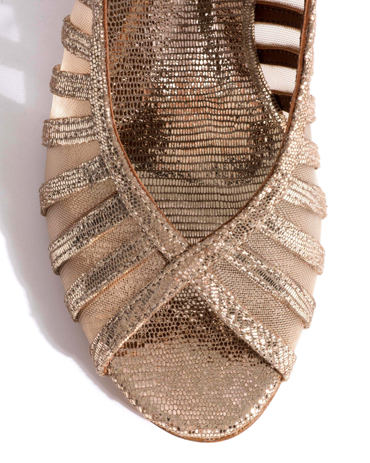 Carminho 75 mesh Lizard metallic goat & mesh Vintage champagne & gold