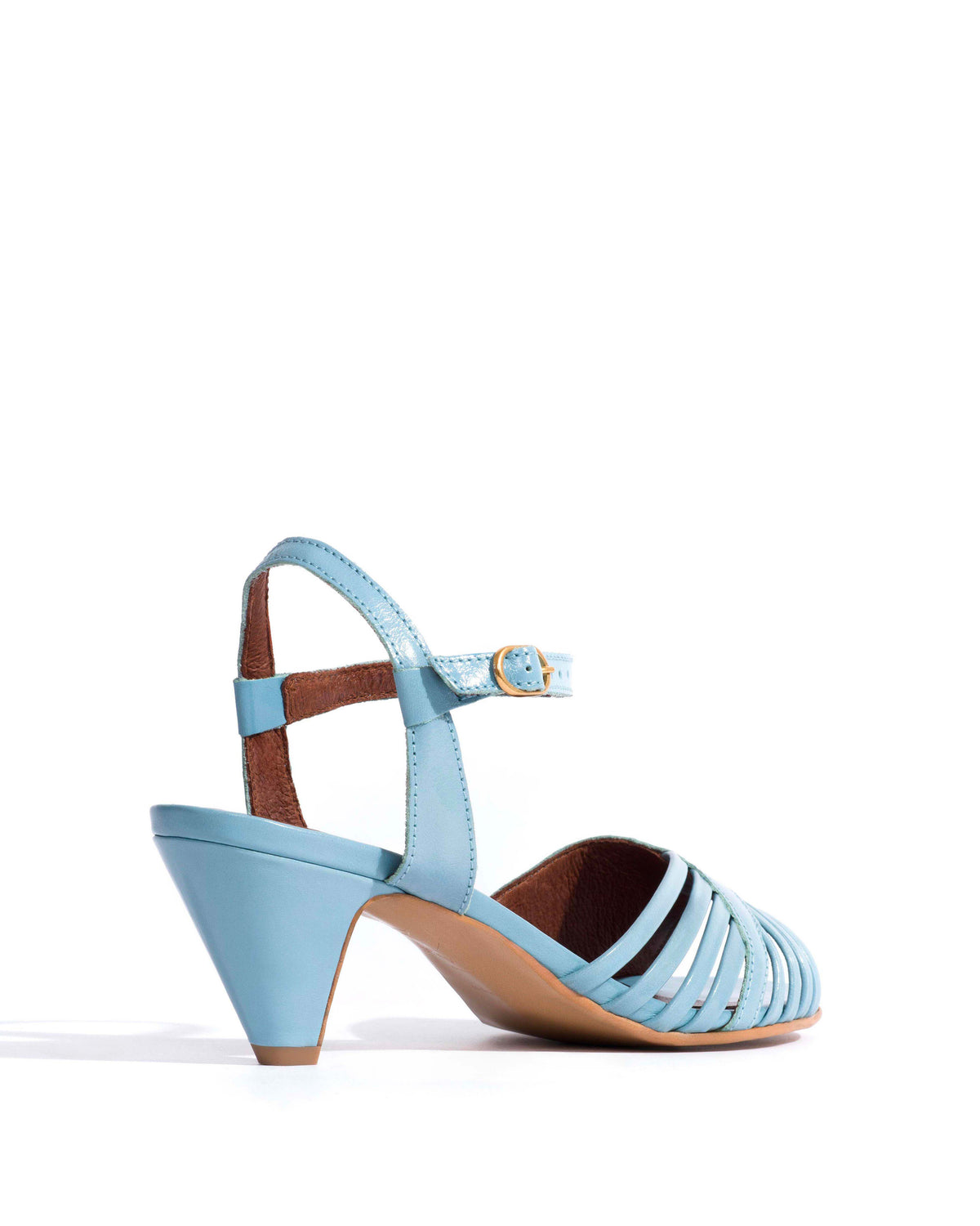 Hermine 50 stiletto Crinkled polished goat Porcelain blue