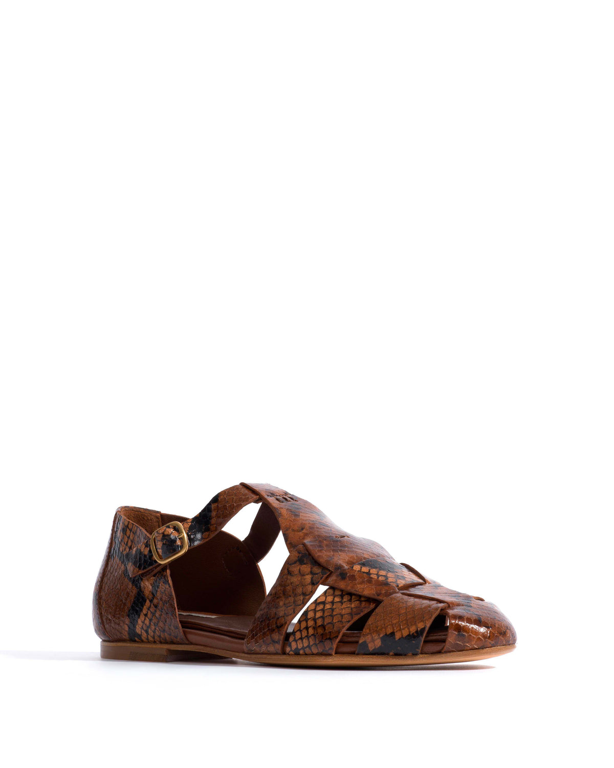 Lain flats Snake calf Hazelnut
