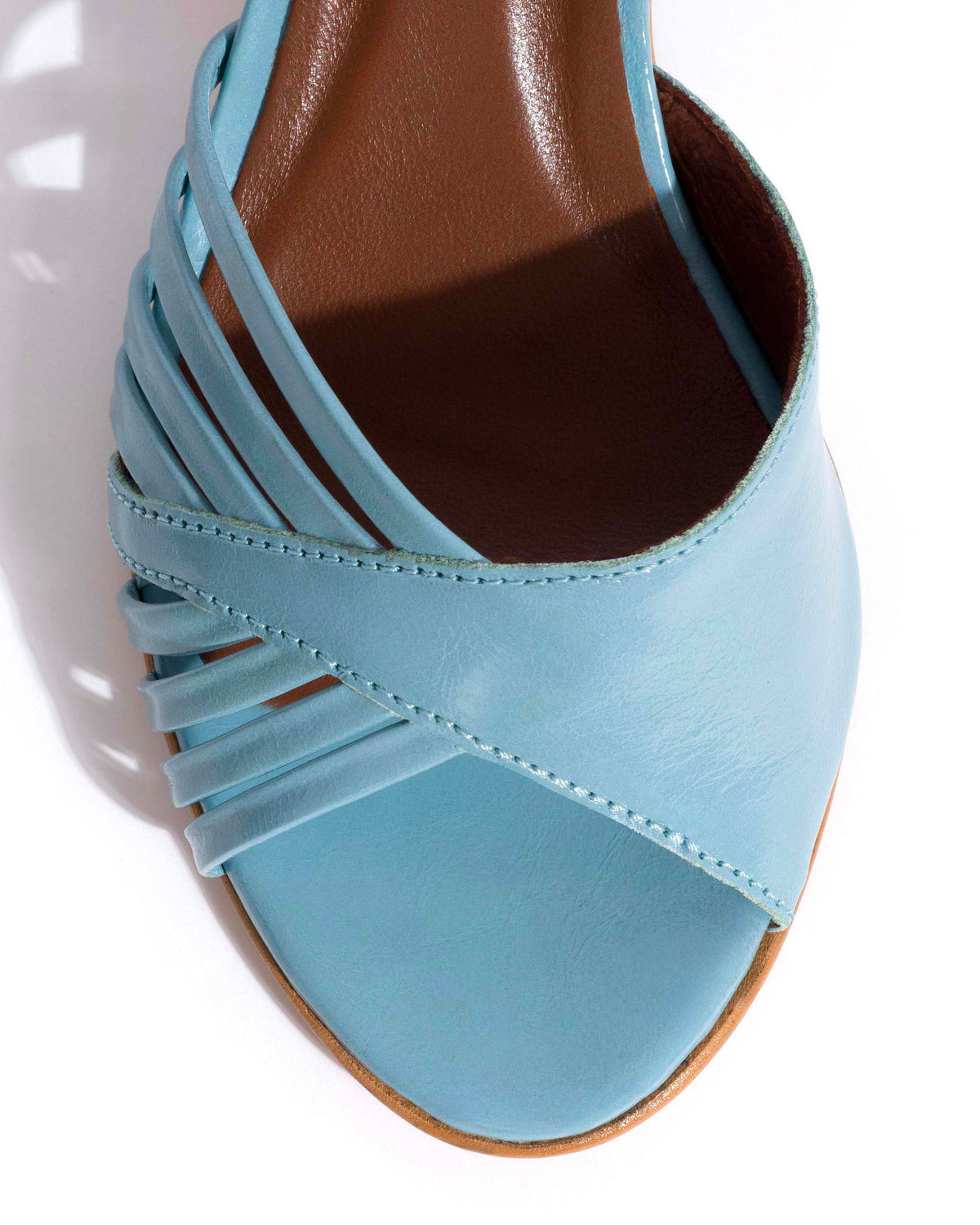 Hermine 50 stiletto Crinkled polished goat Porcelain blue