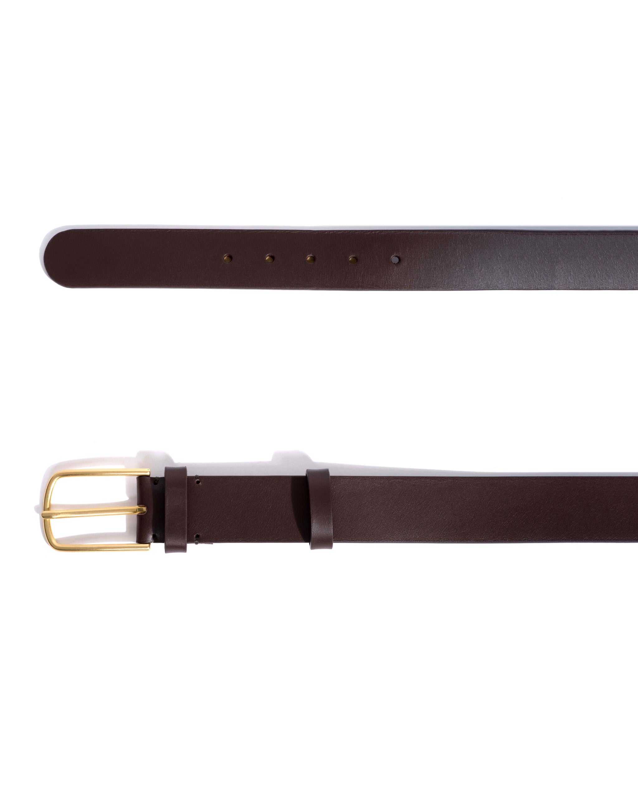 Whane simple unisex leather belt Vegetal soft calf & metal Coffee brown & gold buckle - Anonymous Copenhagen Belts