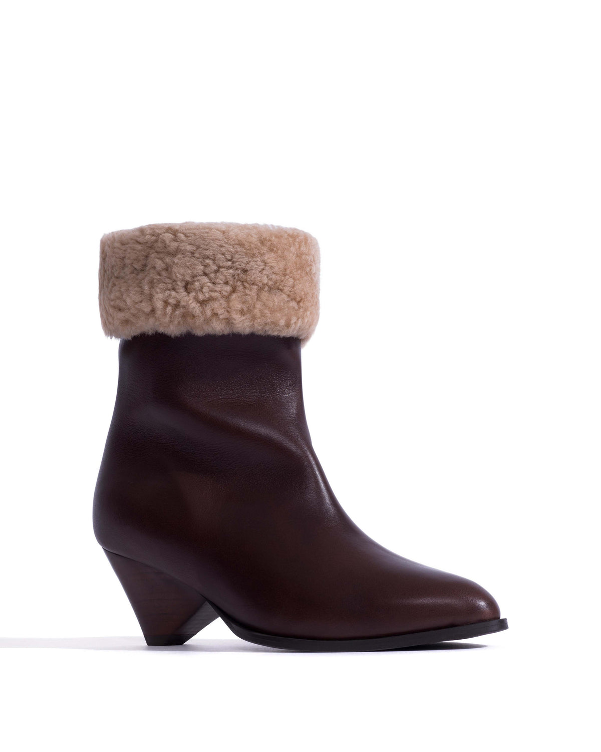 Vully 50 triangle lamb shearling Vegetal soft calf Coffee brown