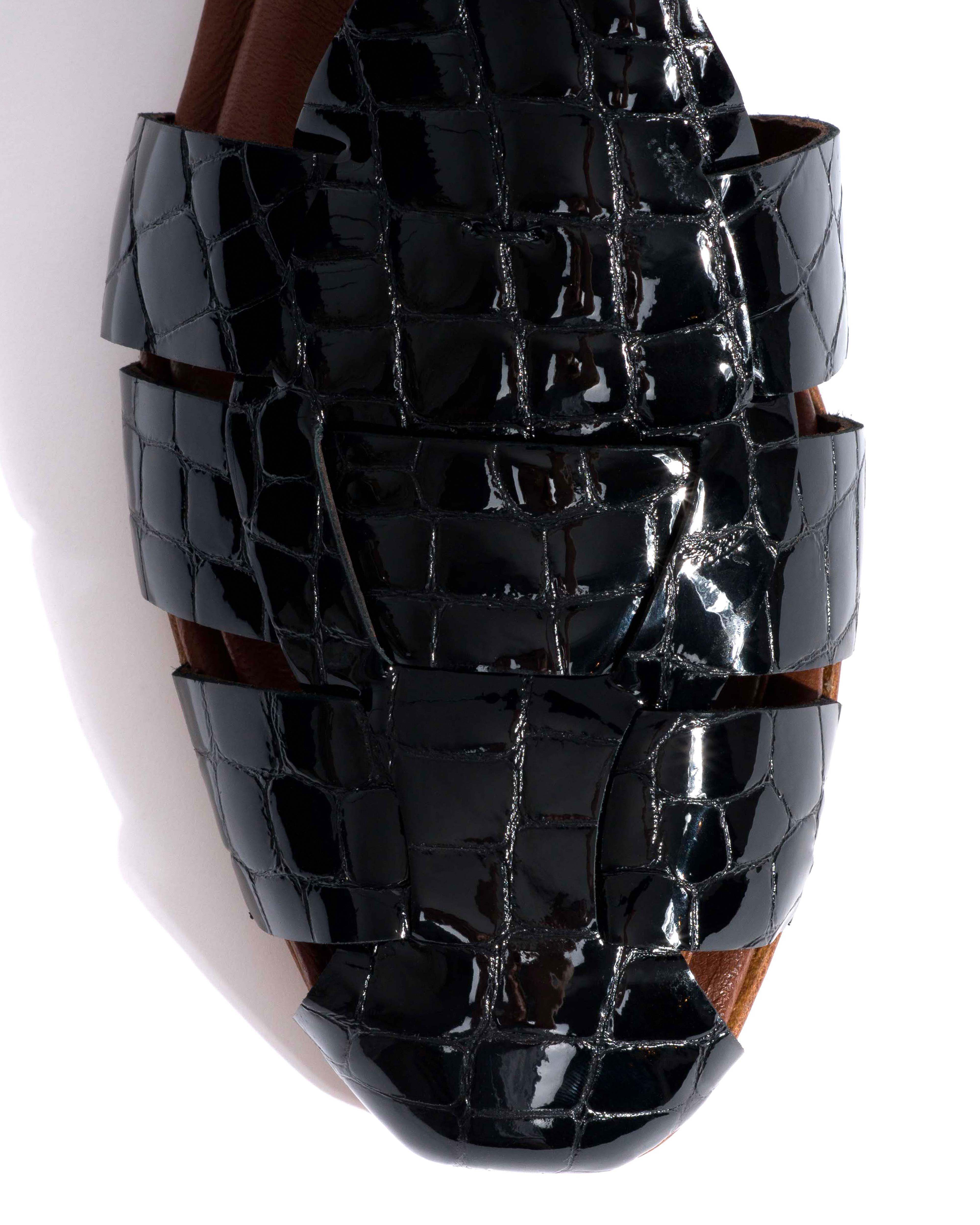 Lain flats Polished croco calf Black